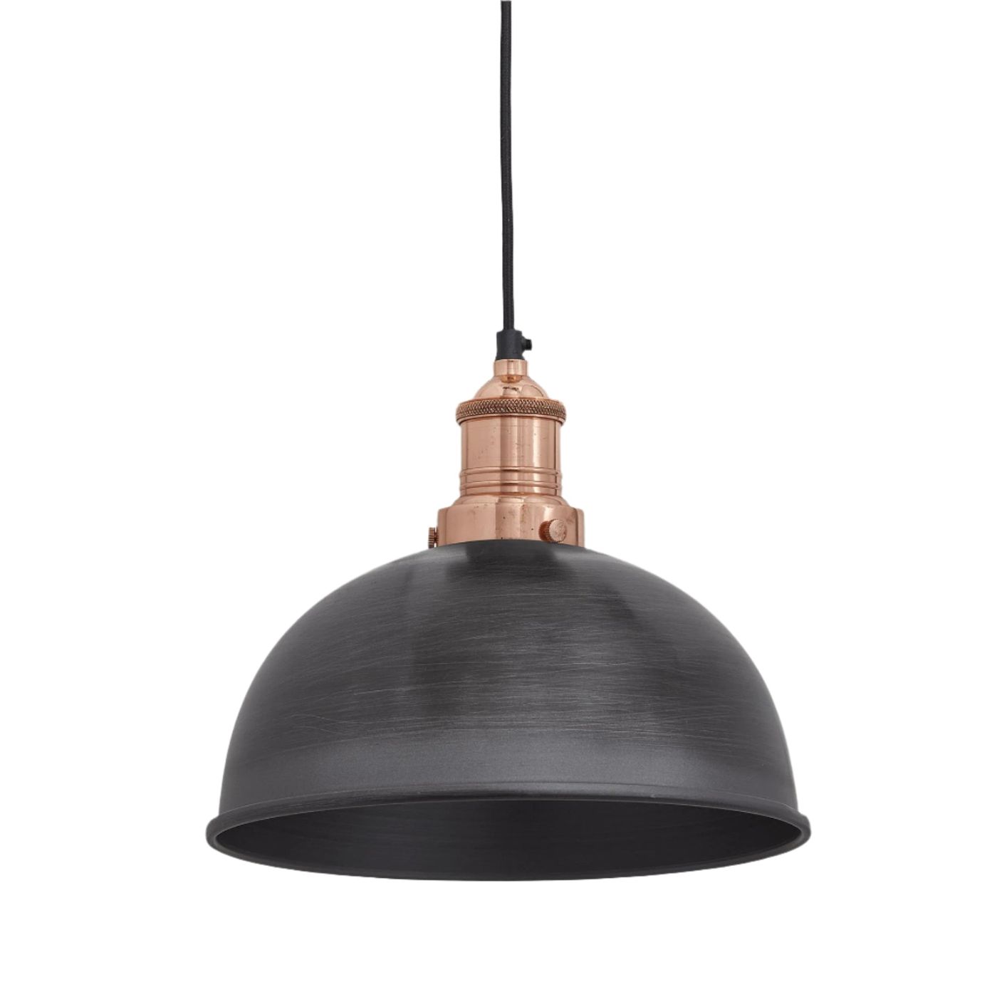 Pewter with Copper Holder Brooklyn Dome Pendant - 8 Inch - Industville BR-DP8-P-CH