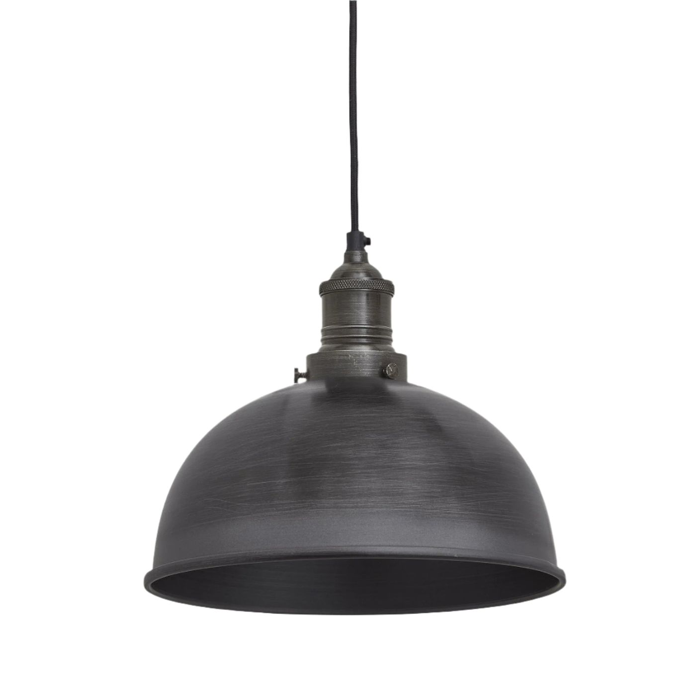 Pewter with Pewter Holder Brooklyn Dome Pendant - 8 Inch - Industville BR-DP8-P-PH