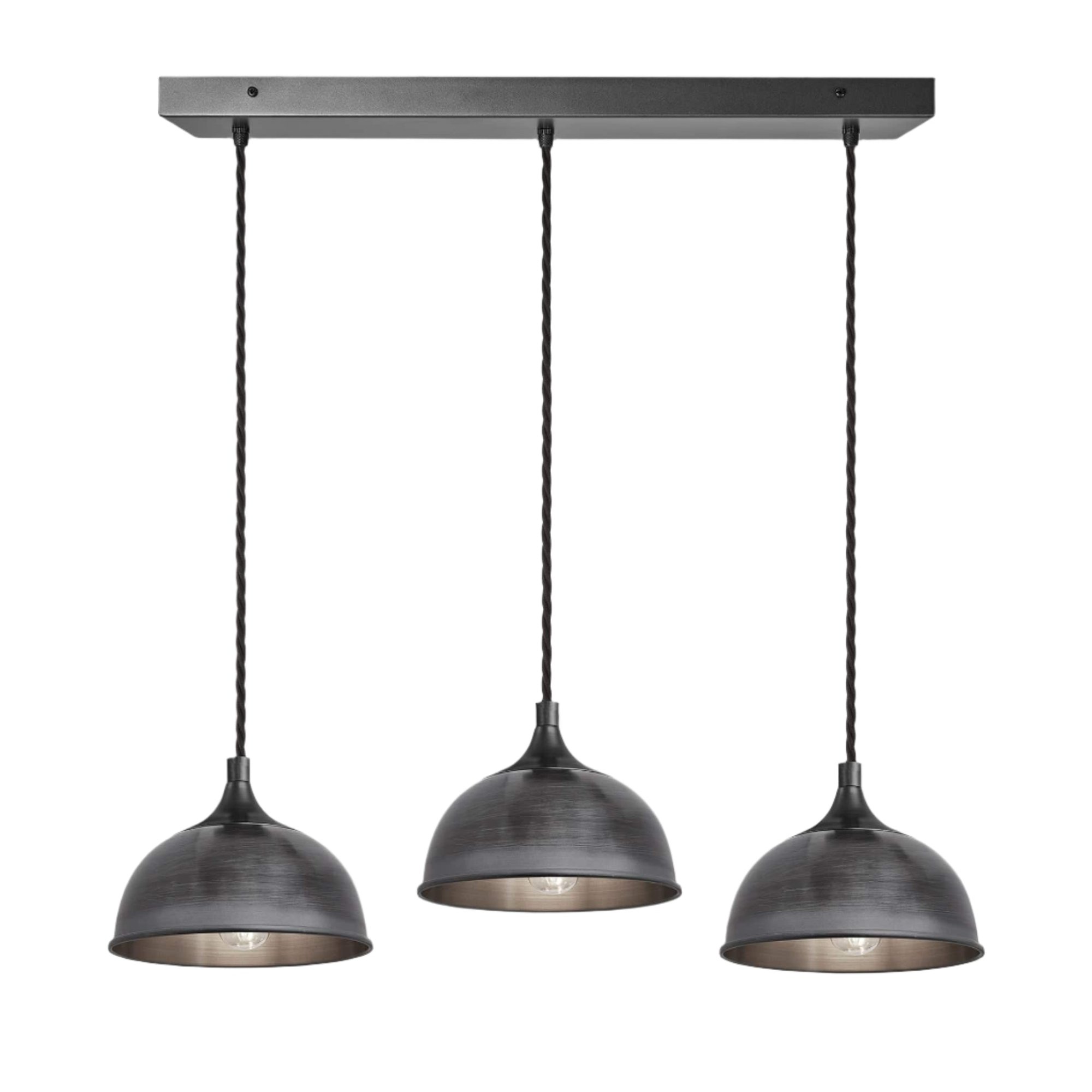 Pewter with Pewter Holder Chelsea Dome 3 Wire Cluster Lights - 8 inch CH-D8-3WCL-P-PH