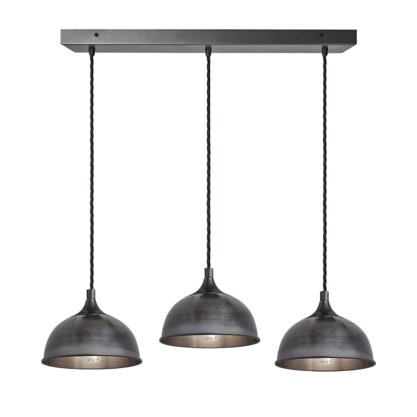 Pewter with Pewter Holder Chelsea Dome 3 Wire Cluster Lights - 8 inch CH-D8-3WCL-P-PH