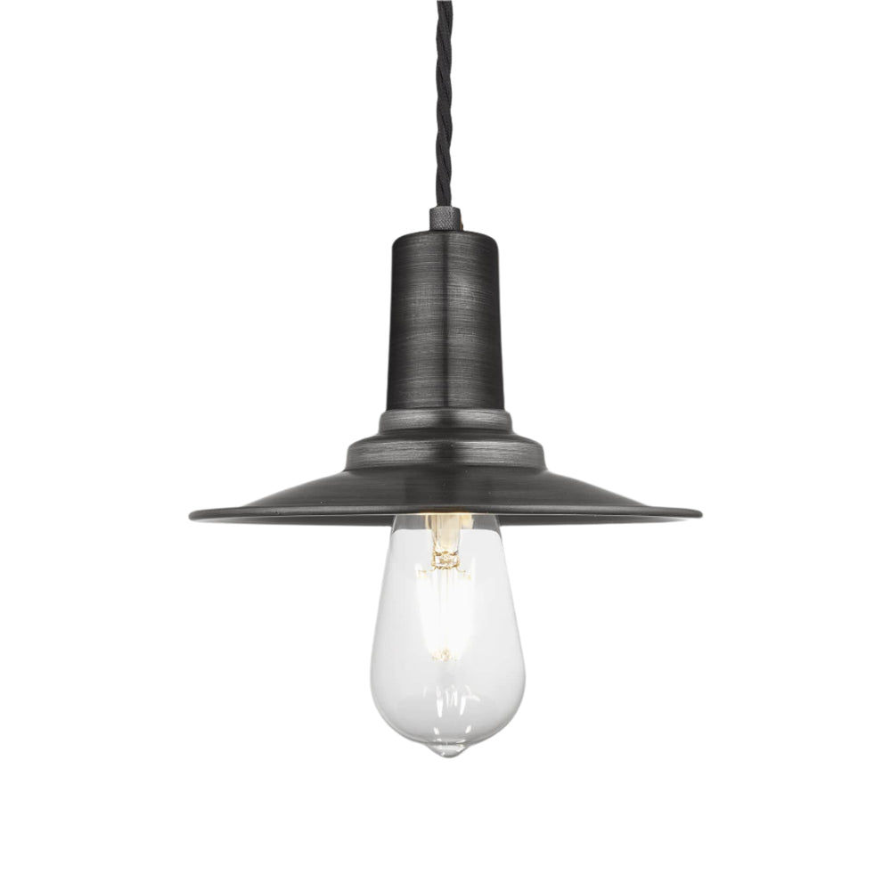 Pewter Sleek Flat Pendant in 8 Inch with Pewter Holder, Product Code is SL-FP8-P-PH