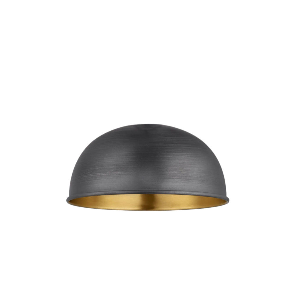Pewter & Brass Chelsea Dome Wall Light - 8 Inch