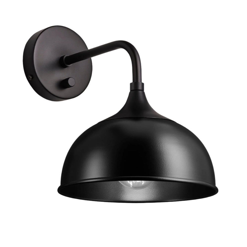 Black with Black Holder Chelsea Dome Wall Light - 8 Inch - CH-DWL8-BK-BKH