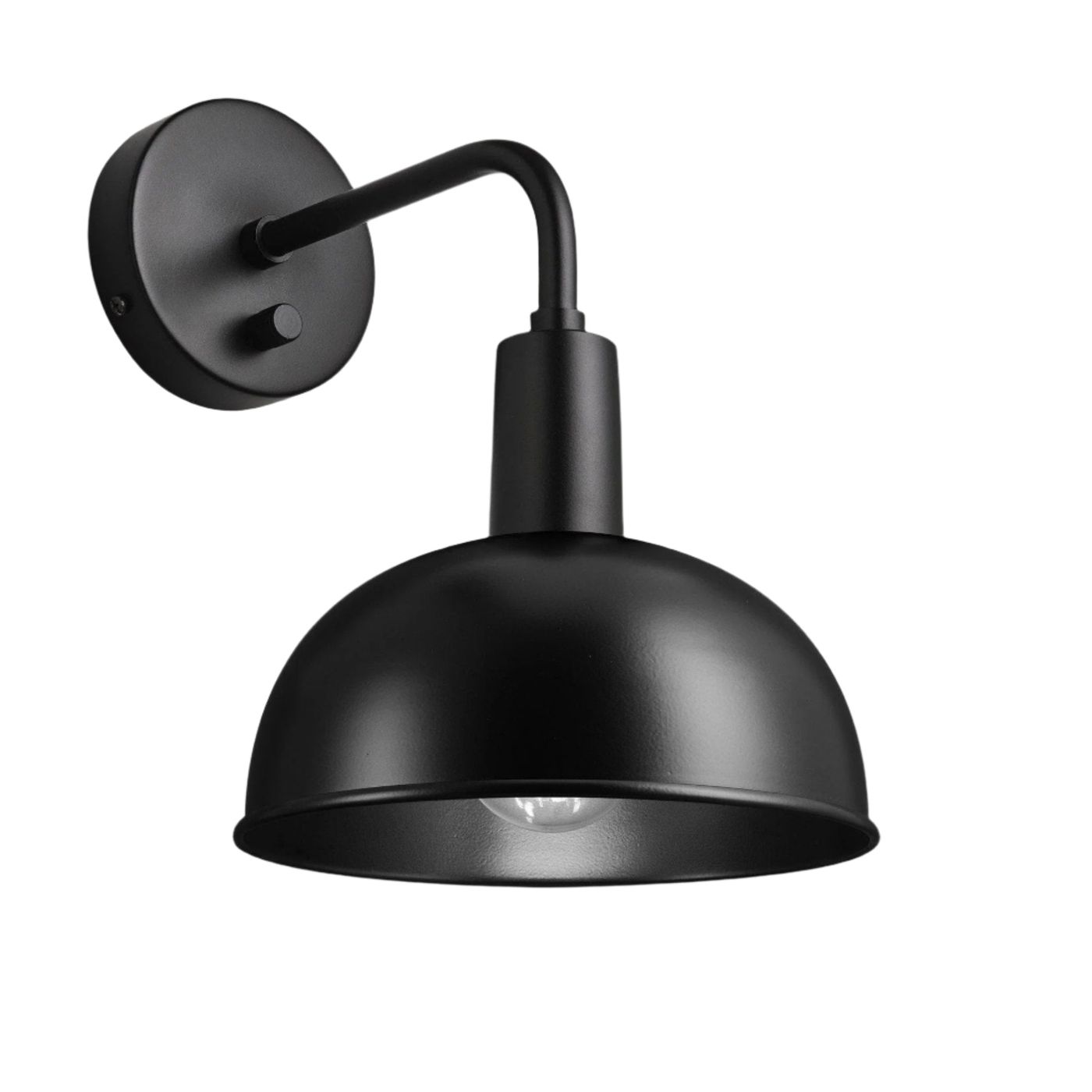 Black Sleek Dome Wall Light in 8 Inch with Black Holder - Product Code is SL-DWL8-BK-BKH