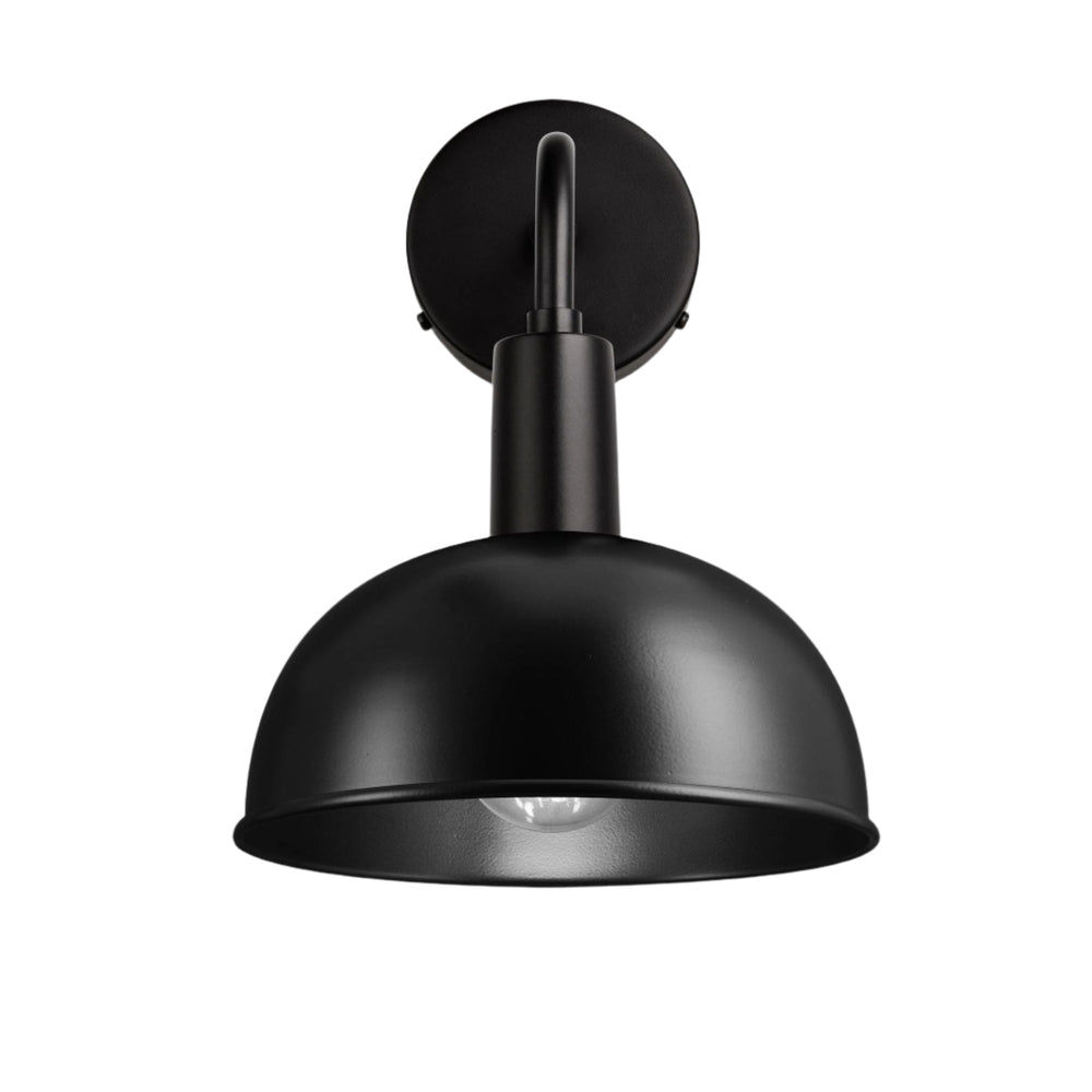 Black Sleek Dome Wall Light in 8 Inch with Black Holder - Product Code is SL-DWL8-BK-BKH