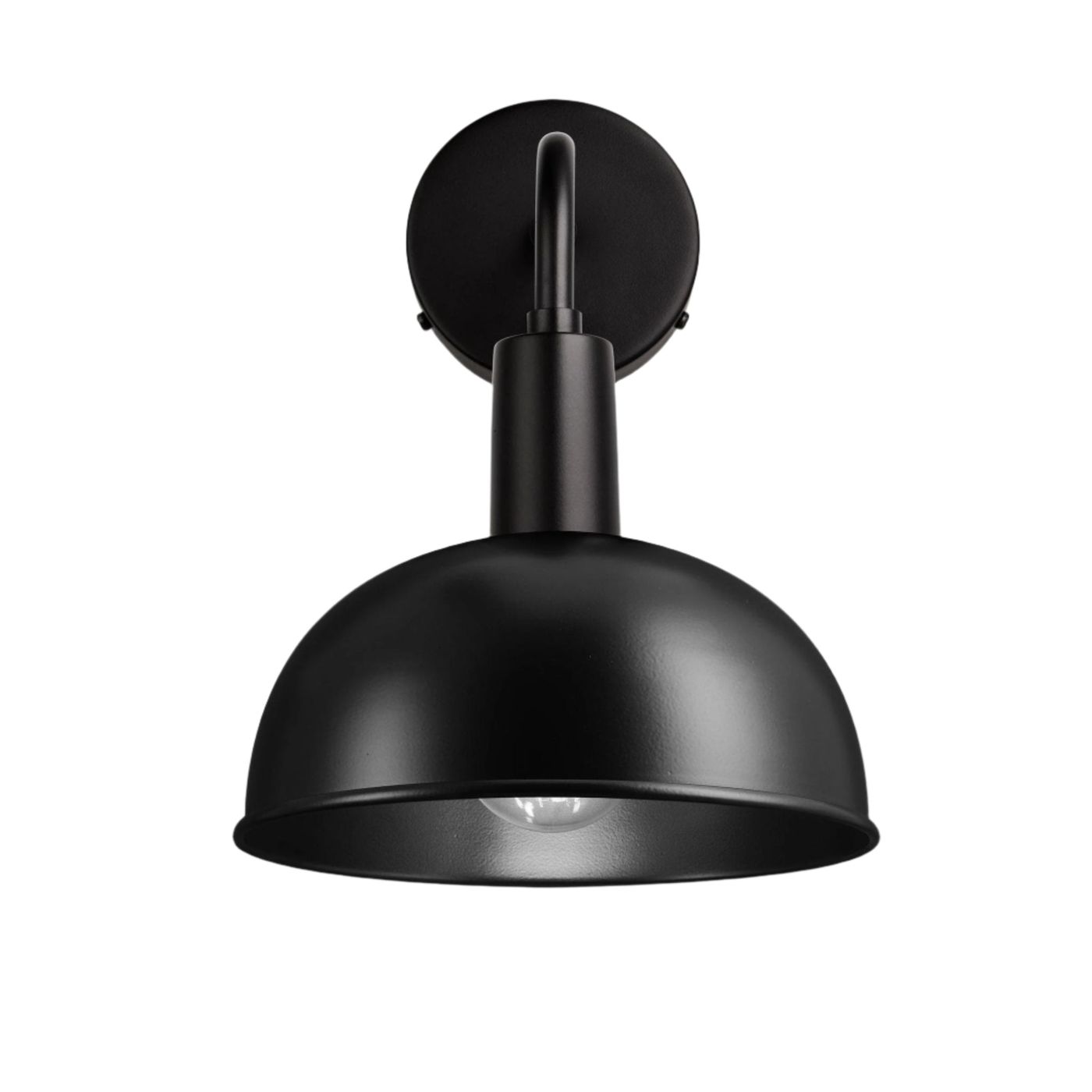 Black Sleek Dome Wall Light in 8 Inch with Black Holder - Product Code is SL-DWL8-BK-BKH