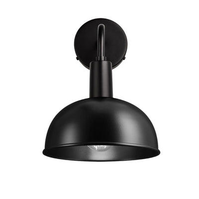 Black Sleek Dome Wall Light in 8 Inch with Black Holder - Product Code is SL-DWL8-BK-BKH