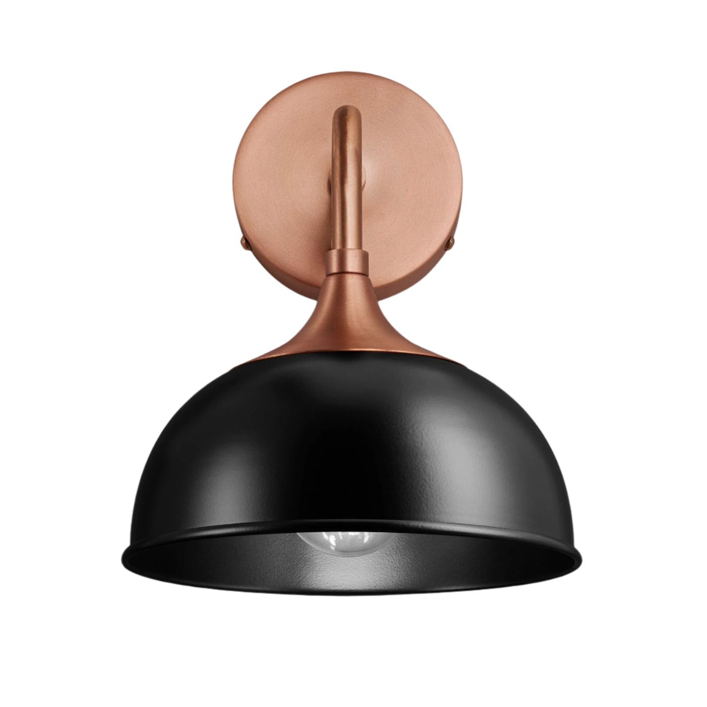 Black with Copper Holder Chelsea Dome Wall Light - 8 Inch - CH-DWL8-BK-CH