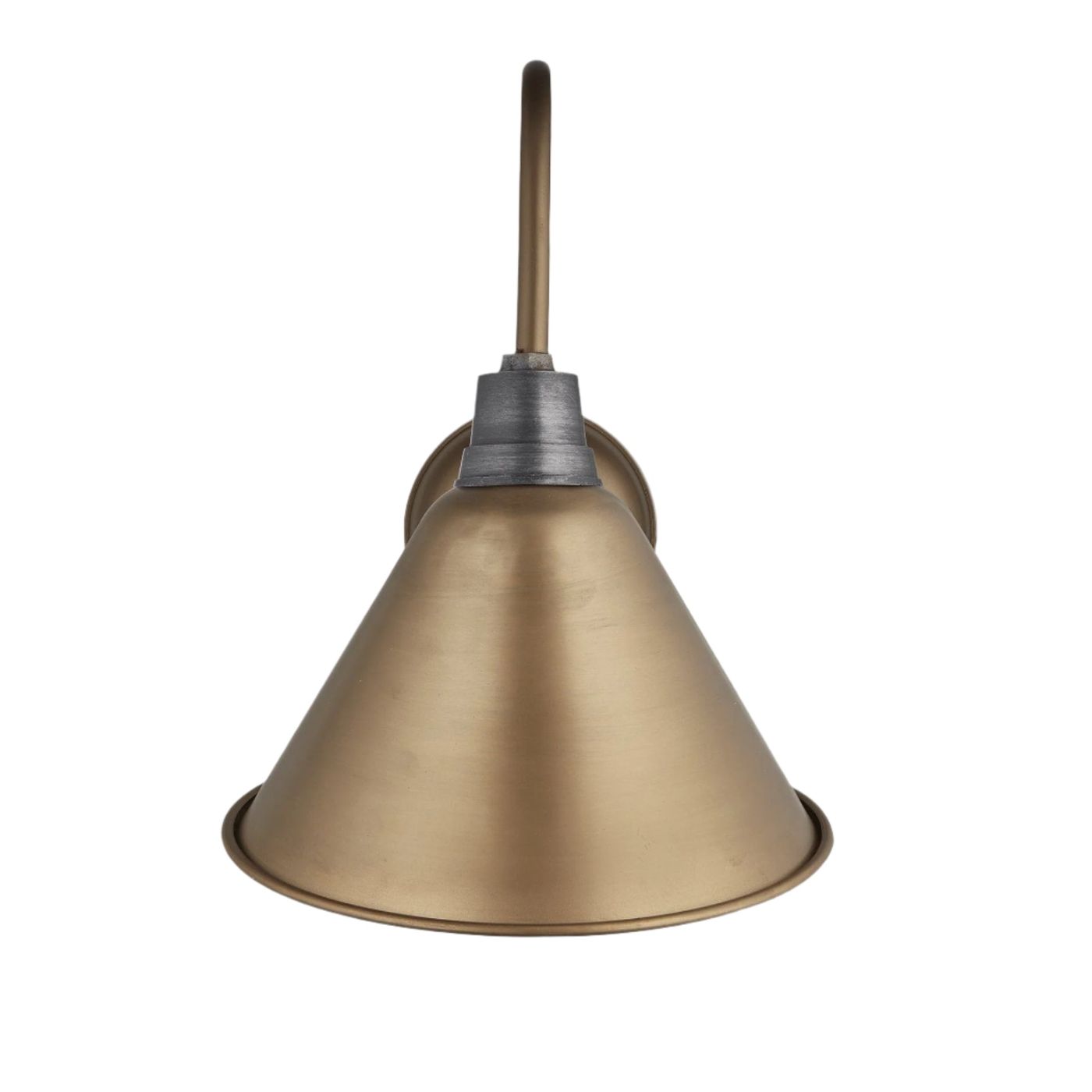 Brass Swan Neck Cone Wall Light in 8 Inch with Brass Holder, Product Code is SN-CWL8-B