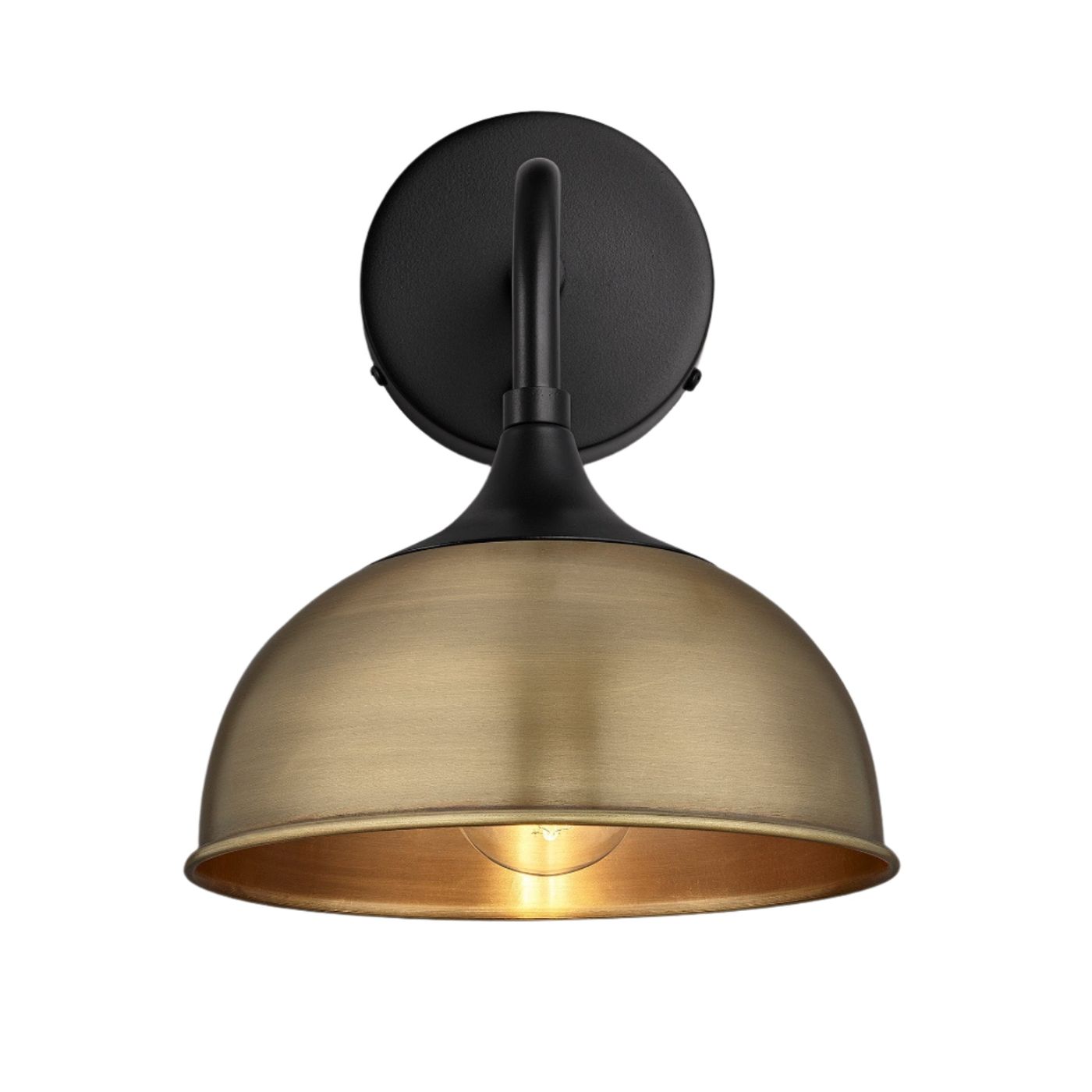 Brass with Black Holder Chelsea Dome Wall Light - 8 Inch - CH-DWL8-B-BKH