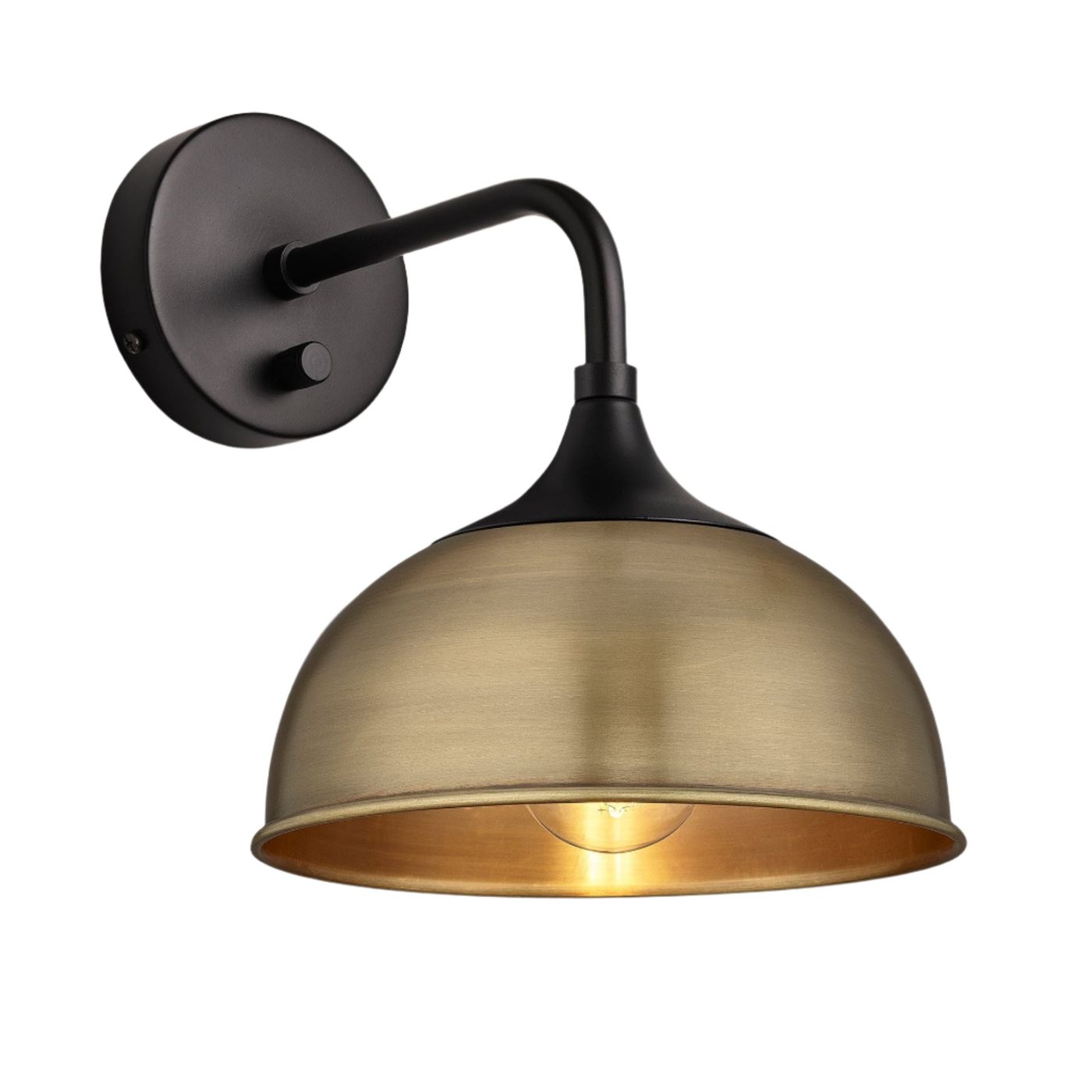 Brass with Black Holder Chelsea Dome Wall Light - 8 Inch - CH-DWL8-B-BKH
