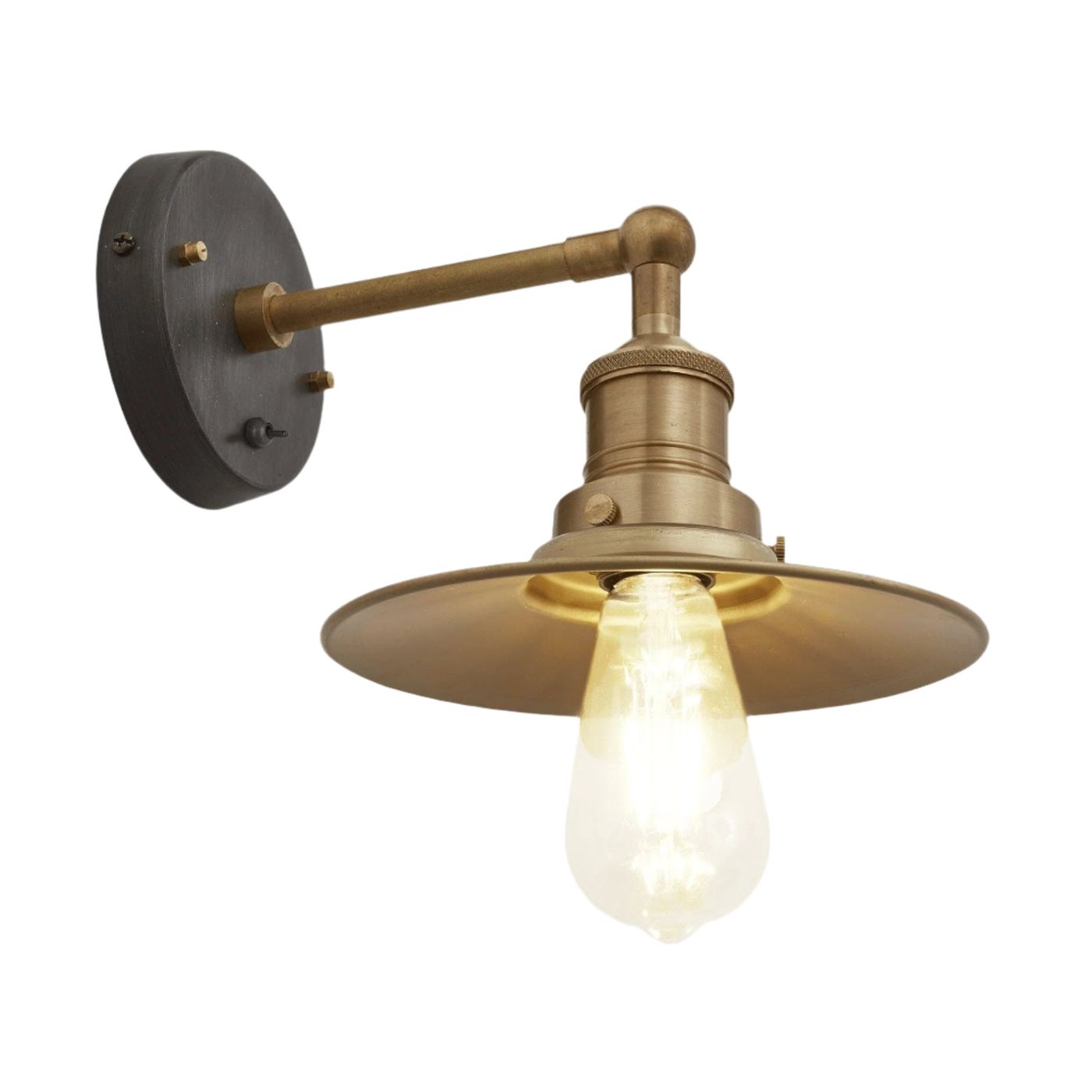 Brass with Brass Holder Brooklyn Flat Wall Light - 8 Inch - Industville BR-FWL8-B-BH