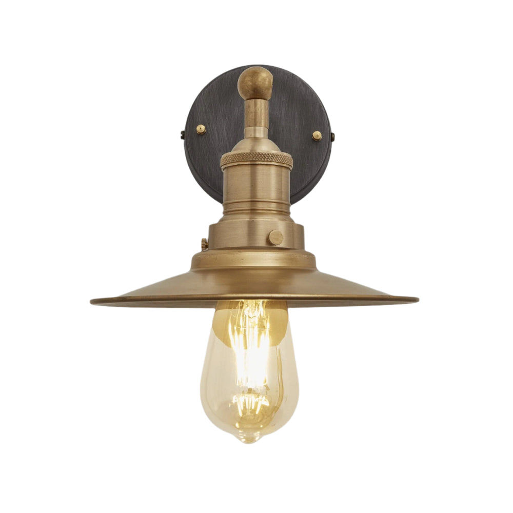 Brass with Brass Holder Brooklyn Flat Wall Light - 8 Inch - Industville BR-FWL8-B-BH