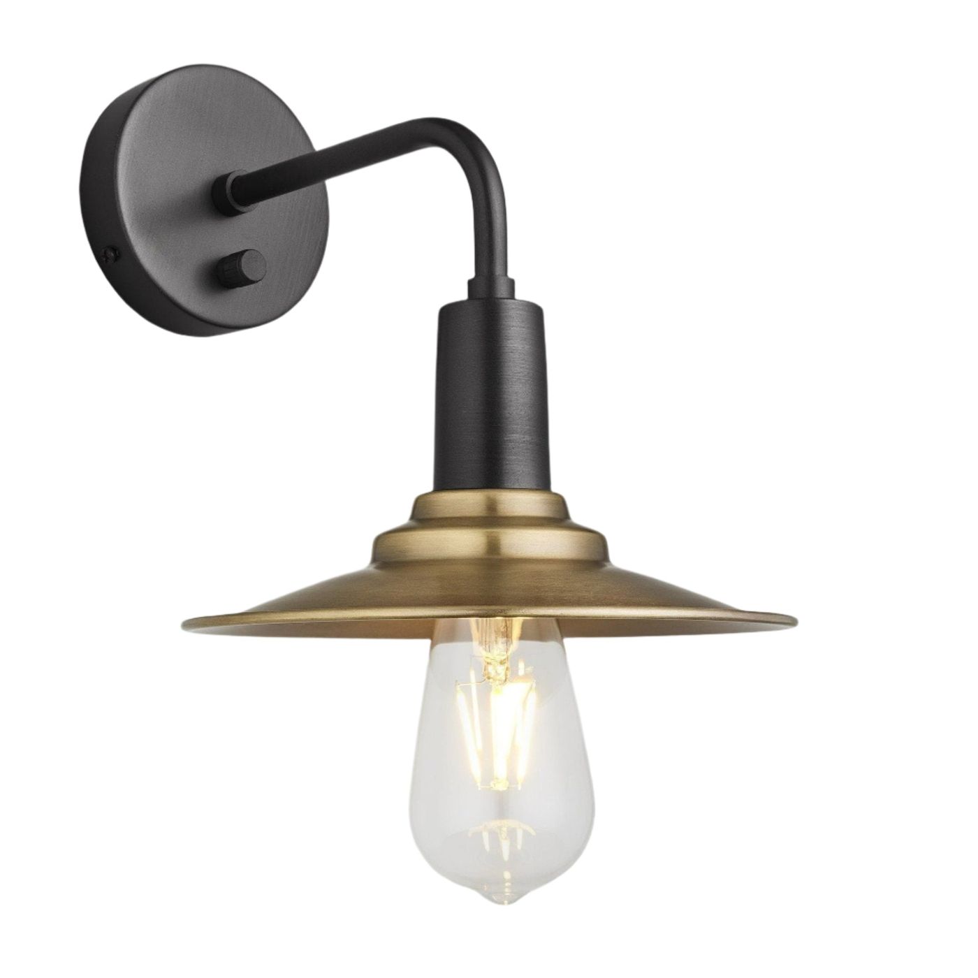 Brass Sleek Flat Wall Light in 8 Inch with Pewter Holder, Product Code is SL-FWL8-B-PH