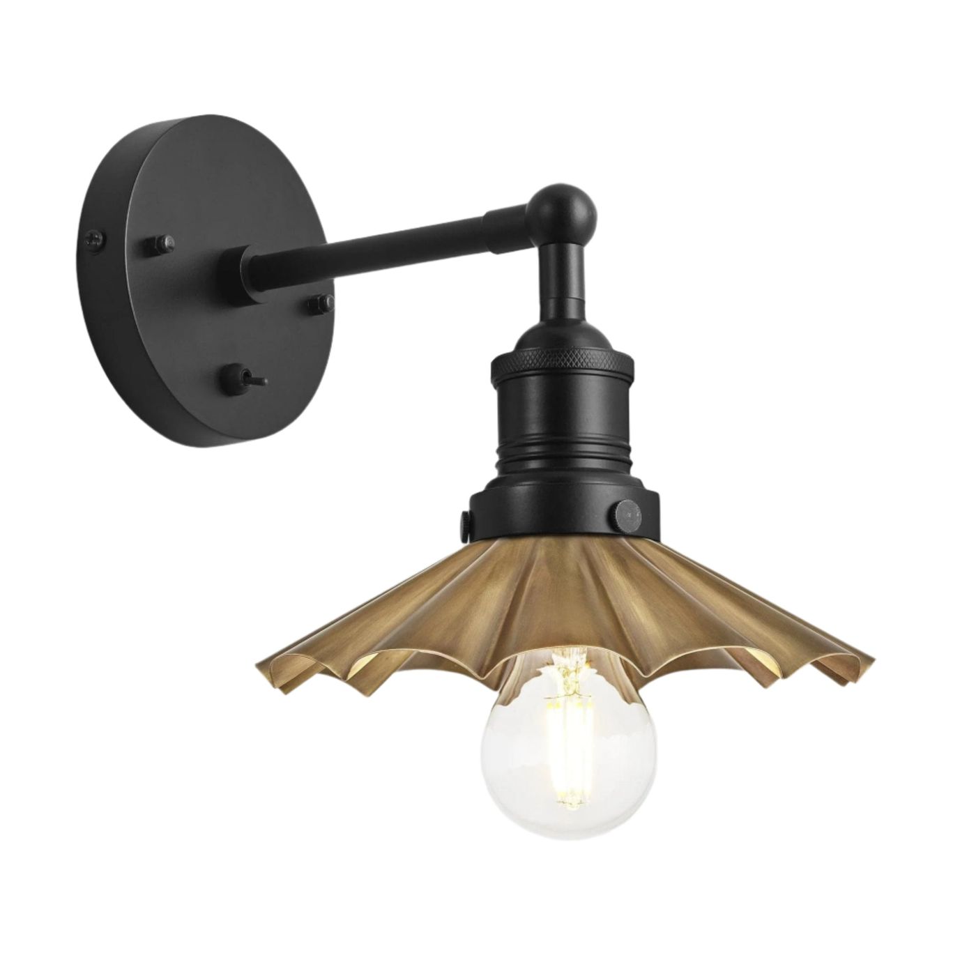 Brass with Black Holder Brooklyn Umbrella Wall Light - 8 Inch BR-UWL8-B-BKH
