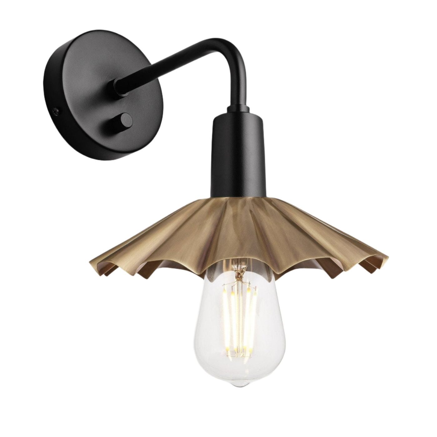 Brass Sleek Umbrella Wall Light in 8 Inch with Black Holder, Product Code is SL-UWL8-B-BKH