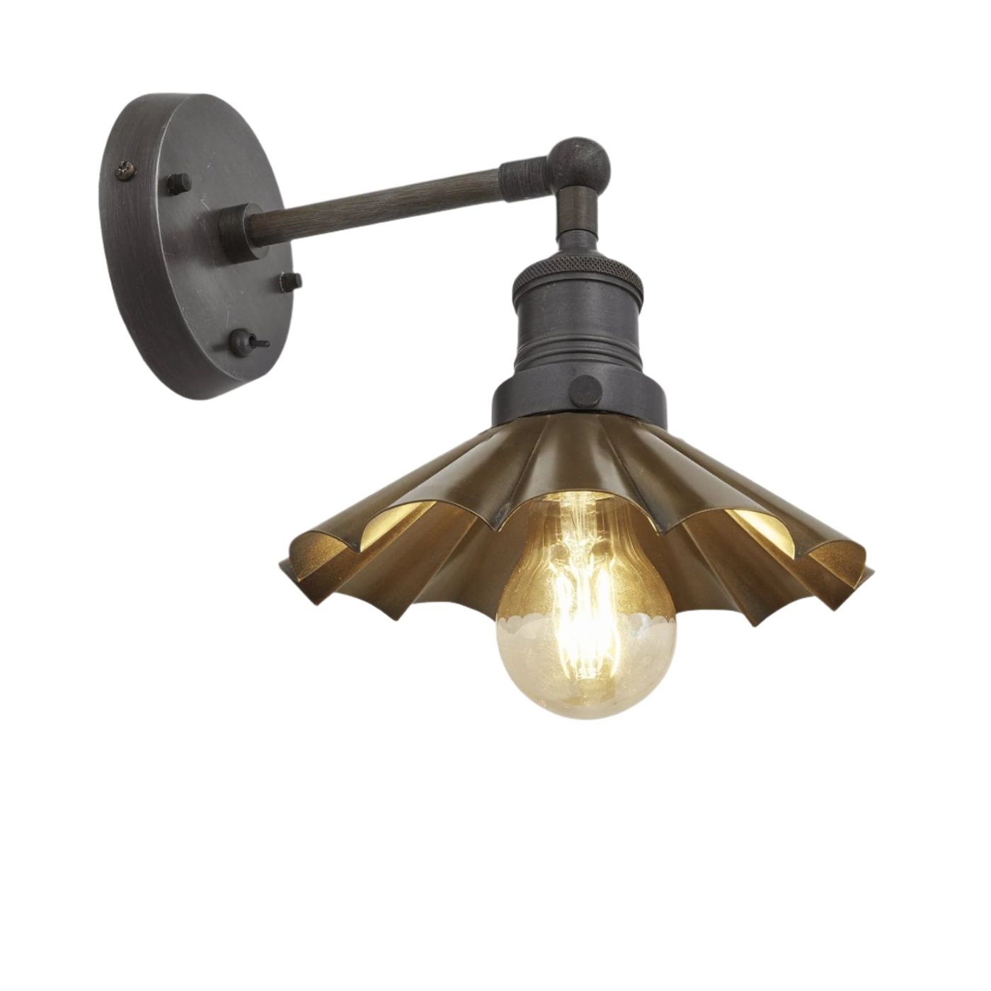 Brass with Pewter Holder Brooklyn Umbrella Wall Light - 8 Inch BR-UWL8-B-PH