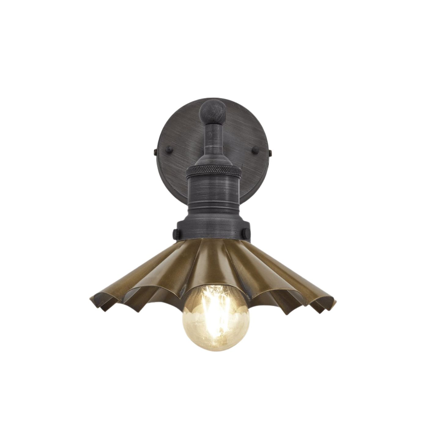 Brass with Pewter Holder Brooklyn Umbrella Wall Light - 8 Inch BR-UWL8-B-PH