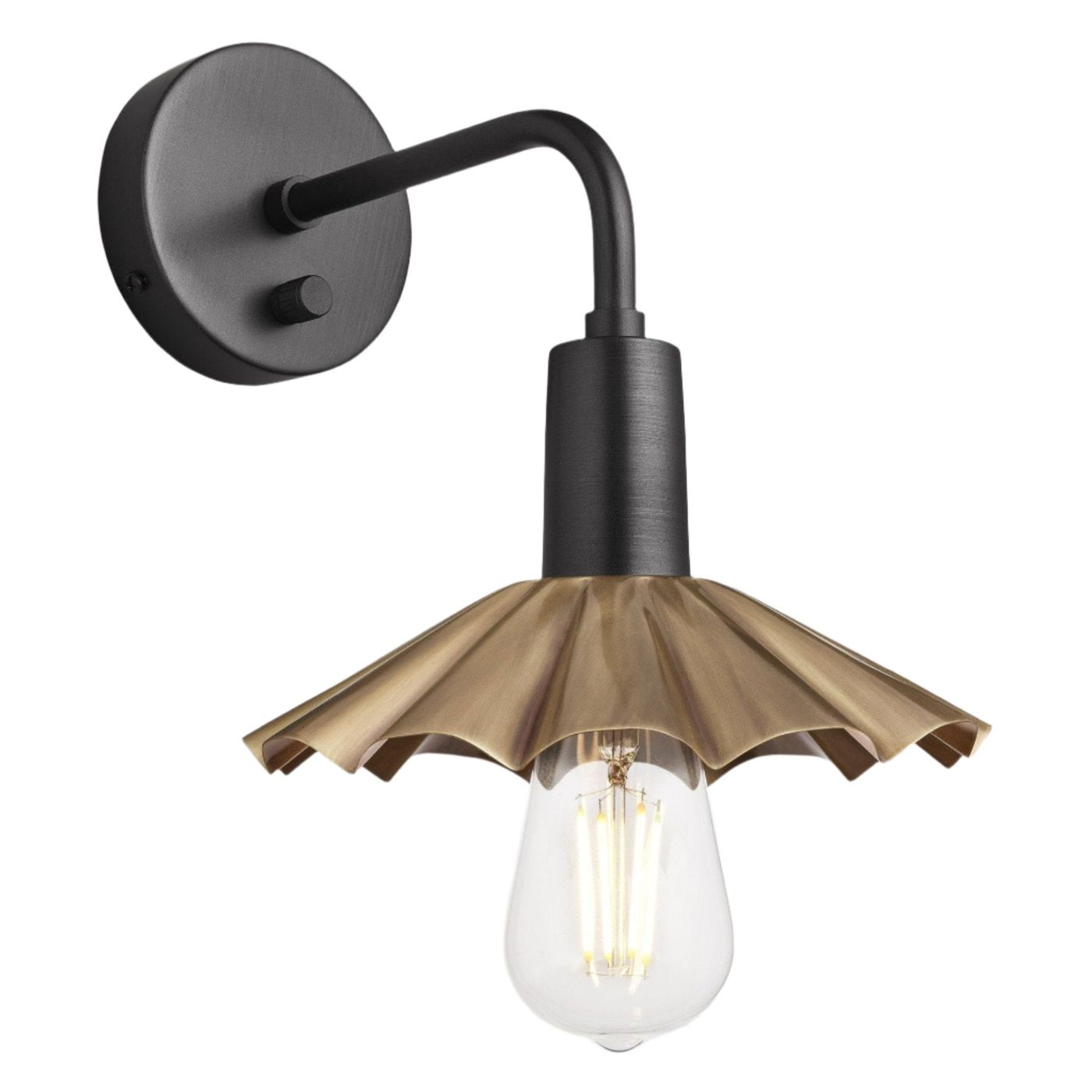 Brass Sleek Umbrella Wall Light in 8 Inch with Pewter Holder, Product Code is SL-UWL8-B-PH