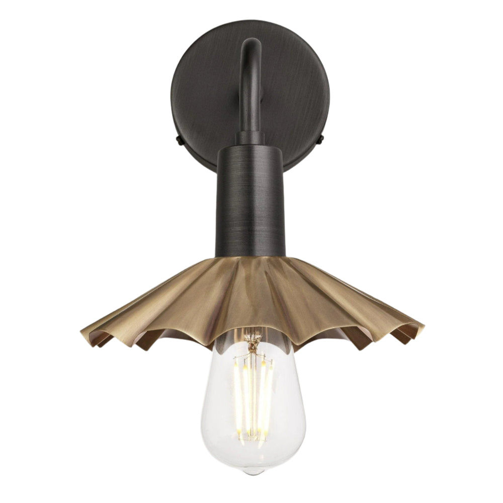 Brass Sleek Umbrella Wall Light in 8 Inch with Pewter Holder, Product Code is SL-UWL8-B-PH