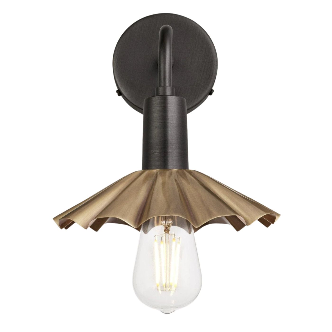Brass Sleek Umbrella Wall Light in 8 Inch with Pewter Holder, Product Code is SL-UWL8-B-PH