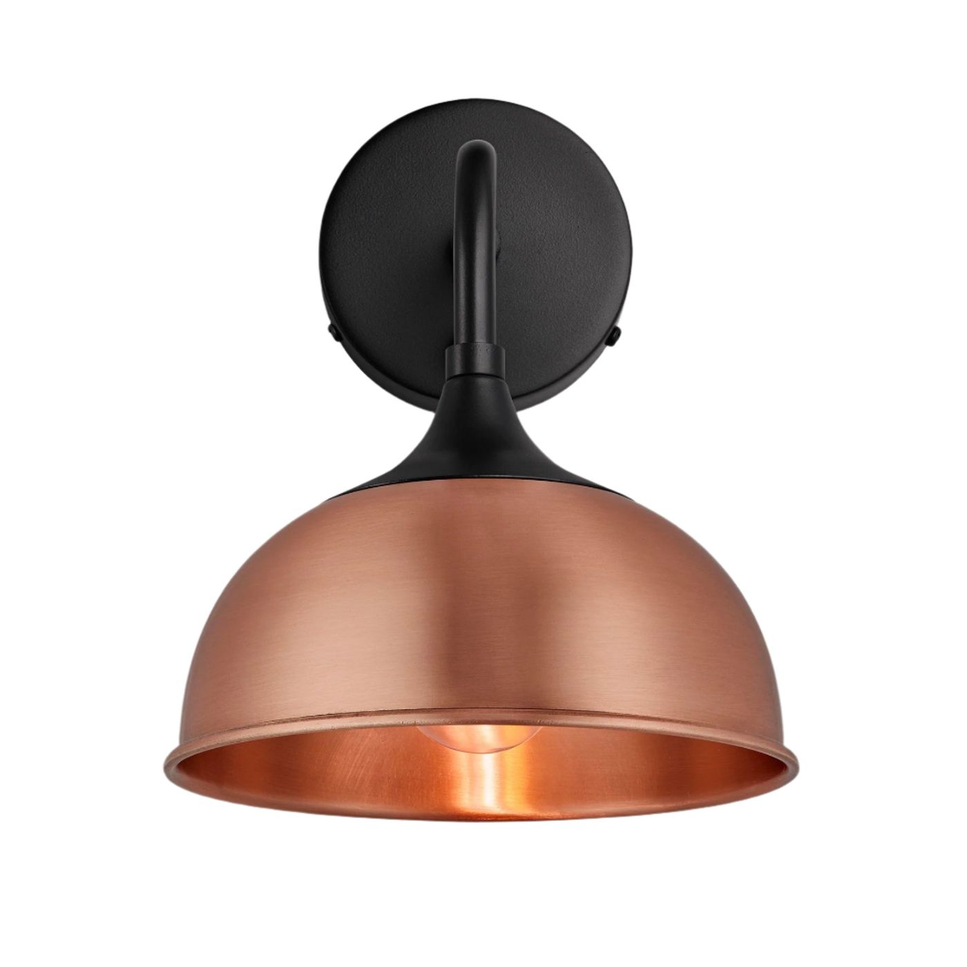 Copper with Black Holder Chelsea Dome Wall Light - 8 Inch - CH-DWL8-C-BKH