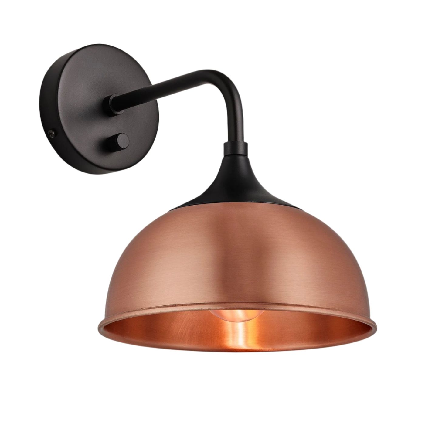 Copper with Black Holder Chelsea Dome Wall Light - 8 Inch - CH-DWL8-C-BKH