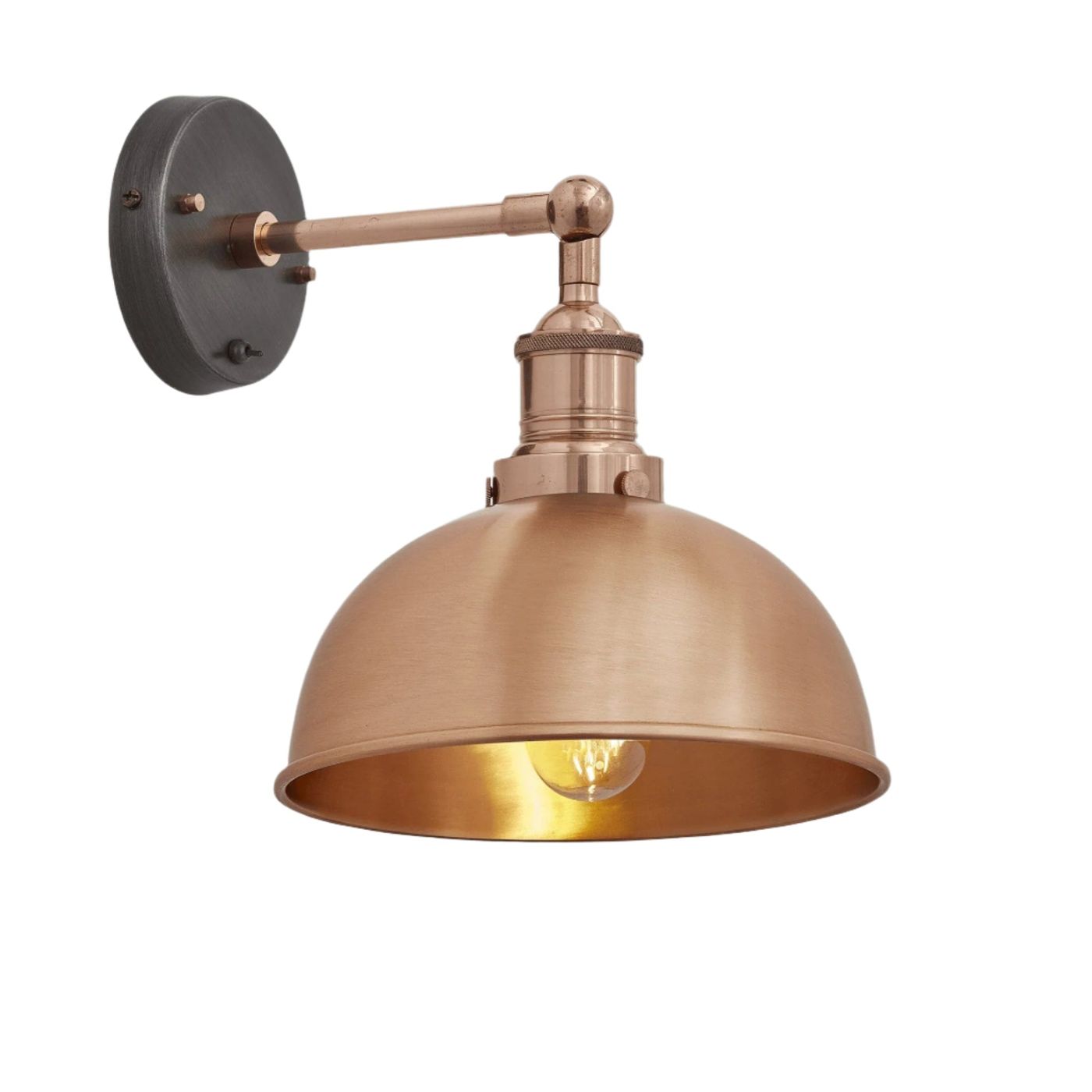 Copper with Copper Holder Brooklyn Dome Wall Light - 8 Inch - Industville BR-DWL8-C-CH