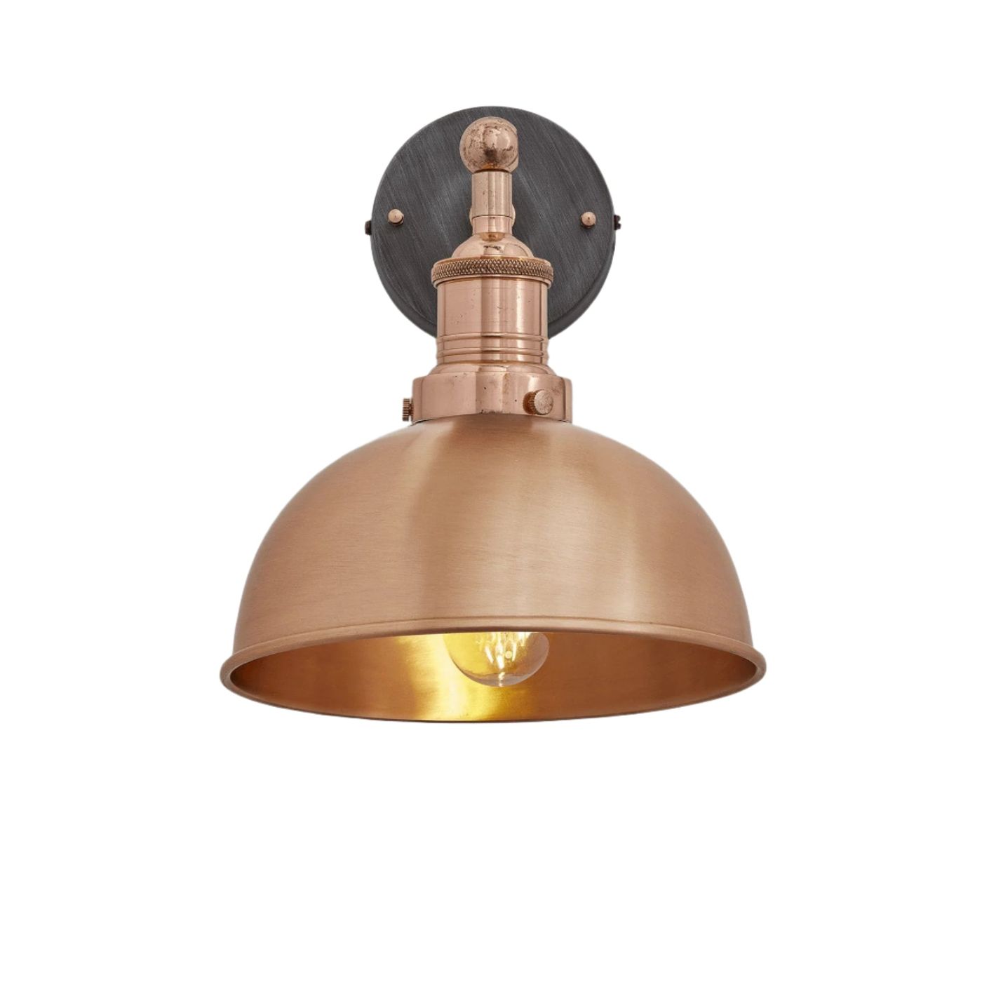 Copper with Copper Holder Brooklyn Dome Wall Light - 8 Inch - Industville BR-DWL8-C-CH
