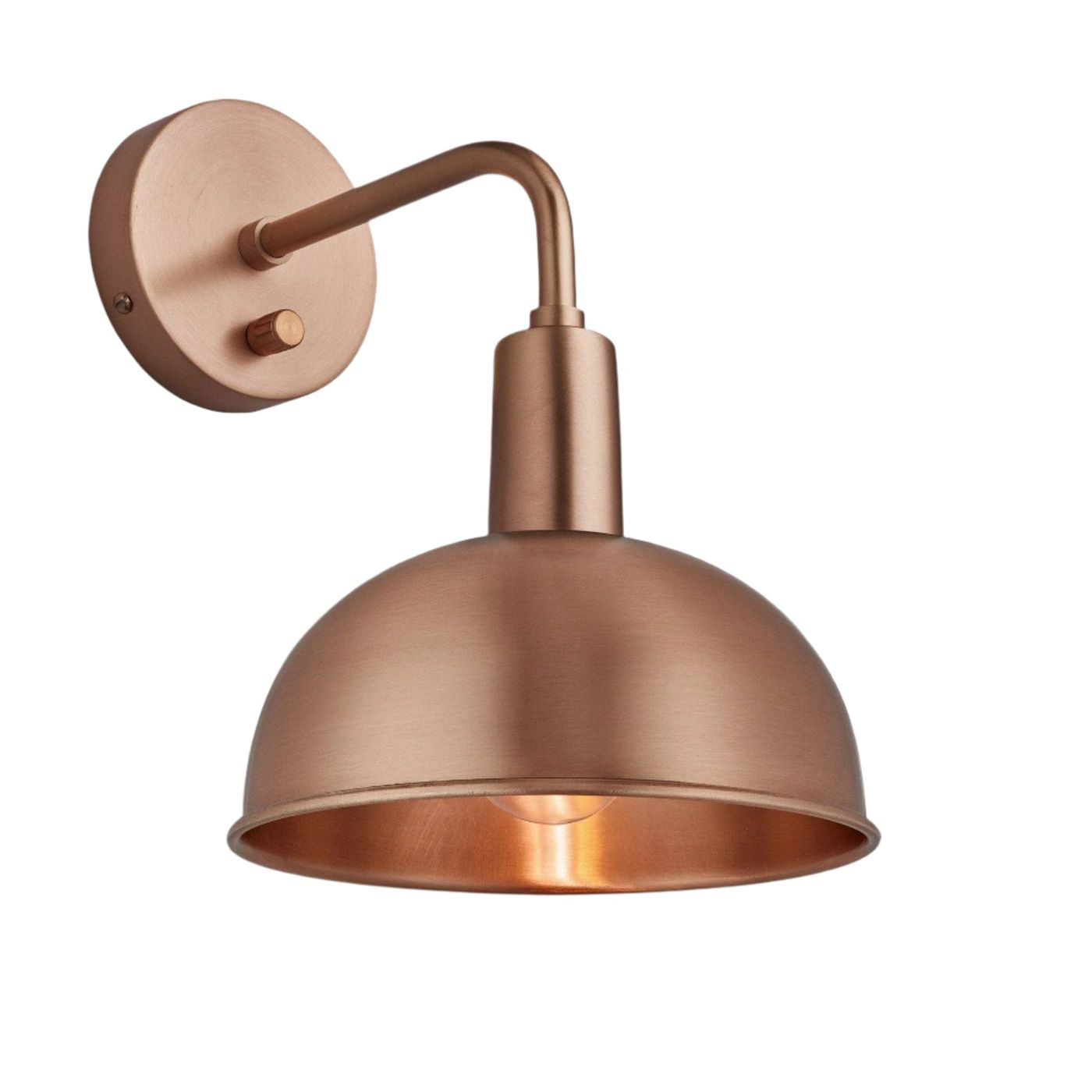 Copper Sleek Dome Wall Light in 8 Inch with Copper Holder - Product Code is SL-DWL8-C-CH