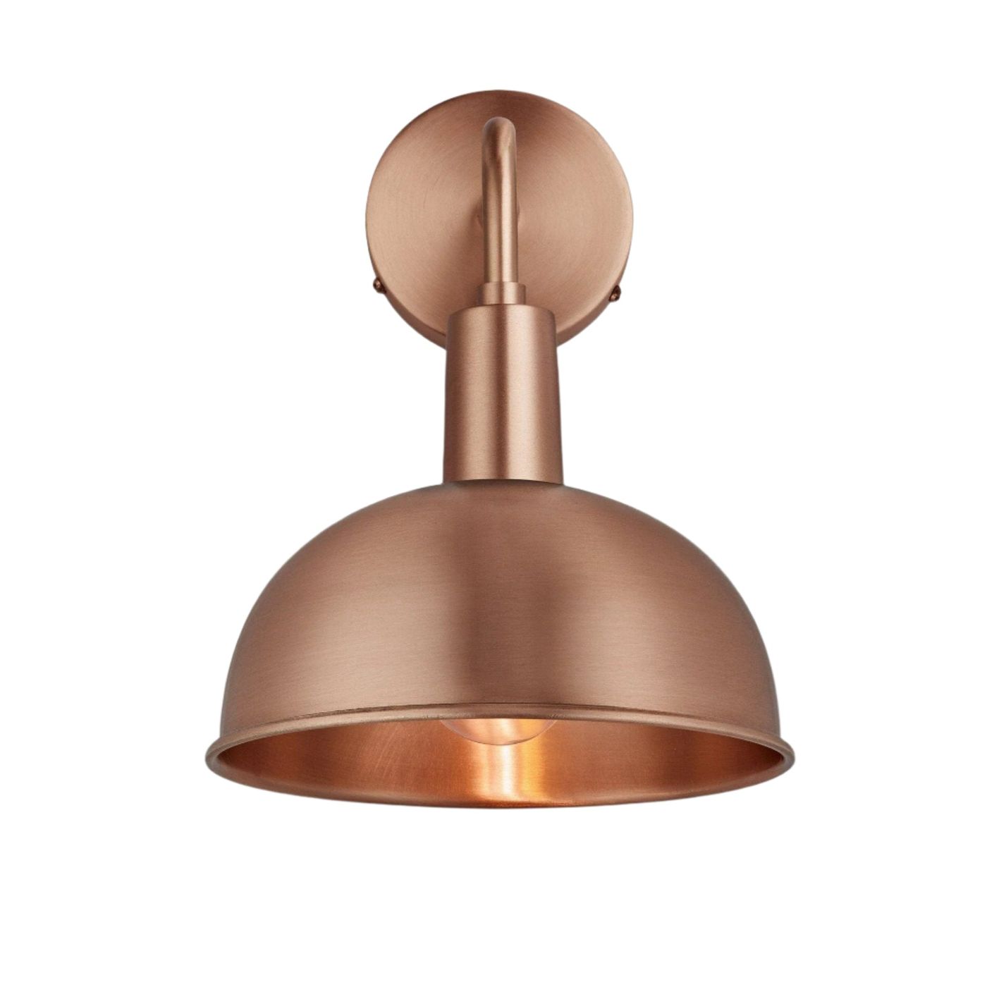 Copper Sleek Dome Wall Light in 8 Inch with Copper Holder - Product Code is SL-DWL8-C-CH