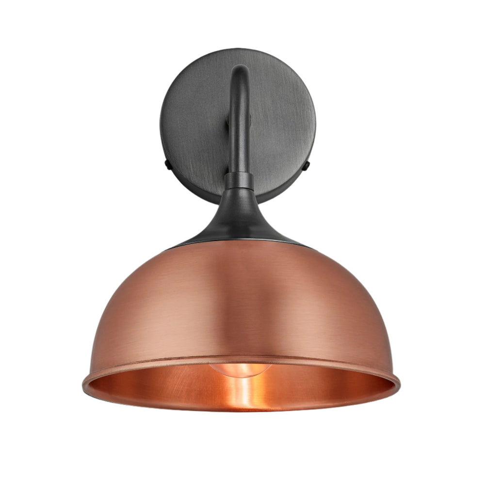 Copper with Pewter Holder Chelsea Dome Wall Light - 8 Inch - CH-DWL8-C-PH