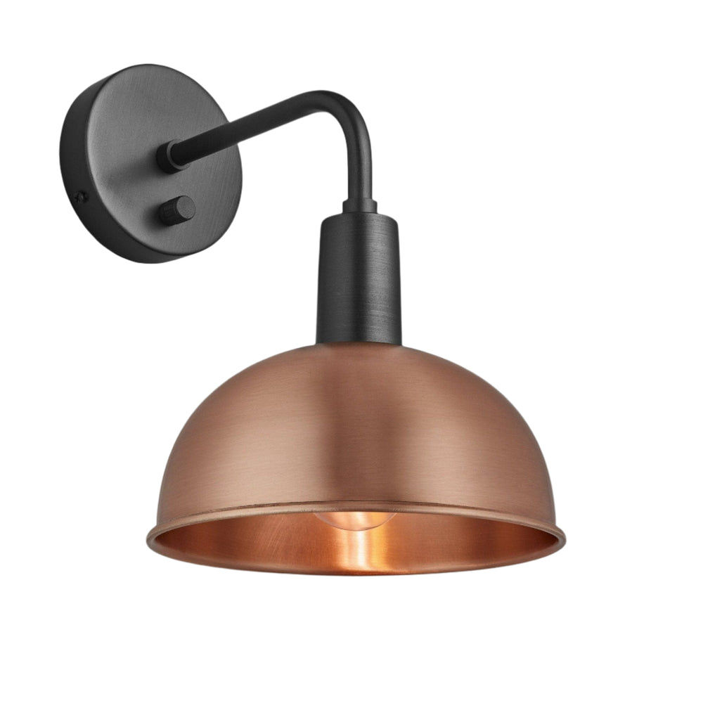 Copper Sleek Dome Wall Light in 8 Inch with Pewter Holder - Product Code is SL-DWL8-C-PH
