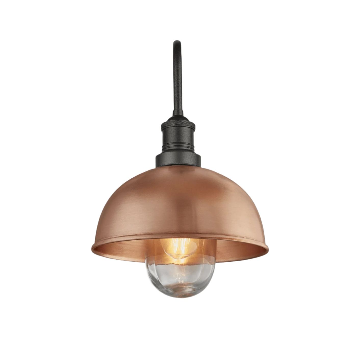 Swan Neck Outdoor & Bathroom Dome Wall Light - 8 Inch - Copper Industville