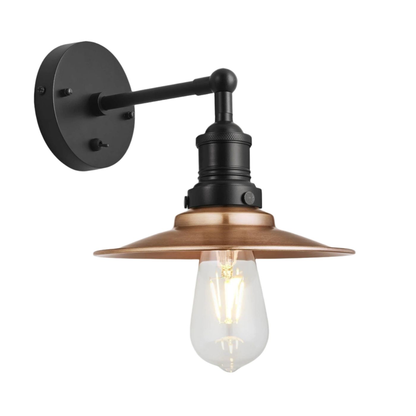 Copper with Black Holder Brooklyn Flat Wall Light - 8 Inch - Industville BR-FWL8-C-BKH