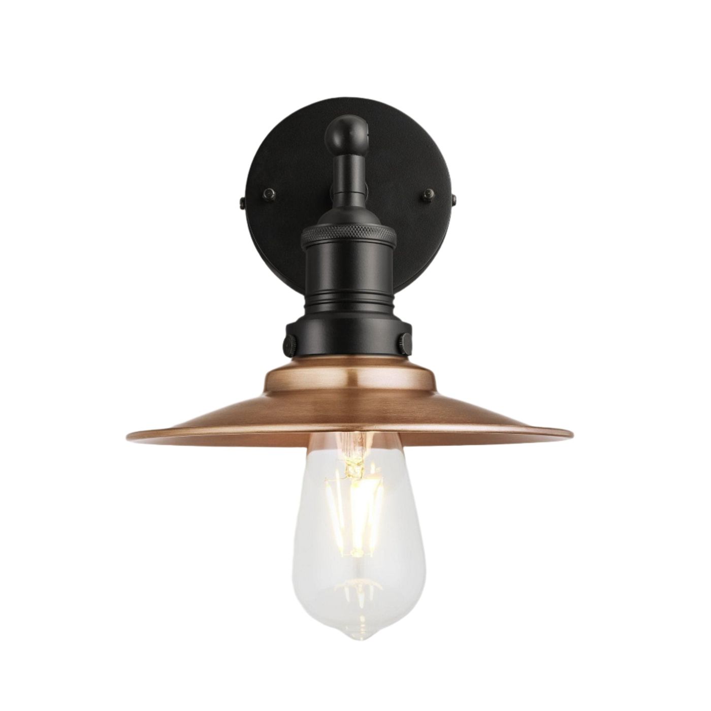 Copper with Black Holder Brooklyn Flat Wall Light - 8 Inch - Industville BR-FWL8-C-BKH