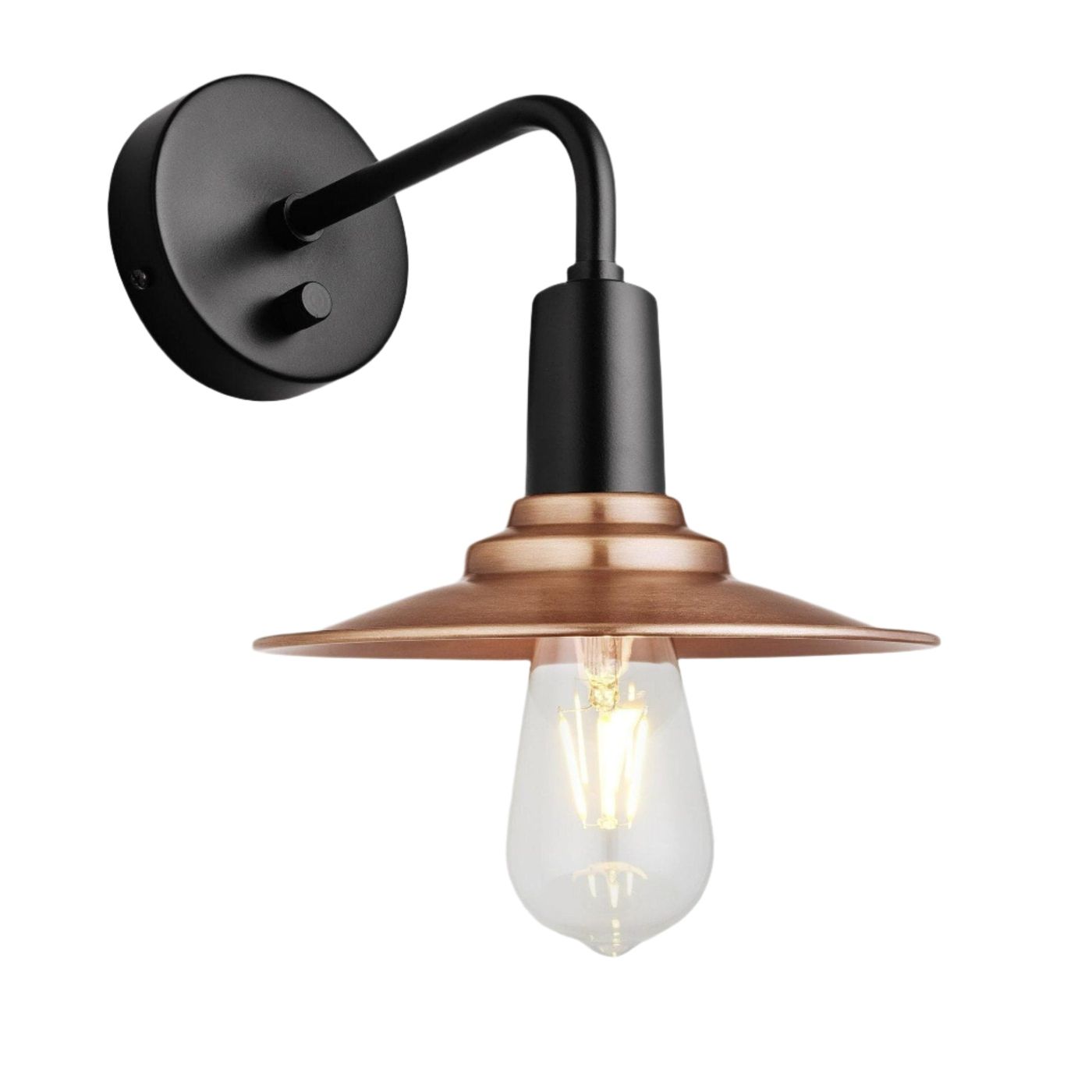 Copper Sleek Flat Wall Light in 8 Inch with Black Holder, Product Code is SL-FWL8-C-BKH