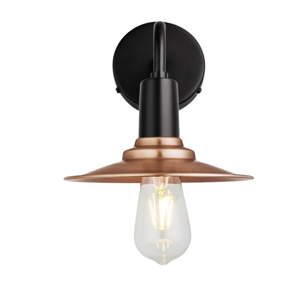 Copper Sleek Flat Wall Light in 8 Inch with Black Holder, Product Code is SL-FWL8-C-BKH