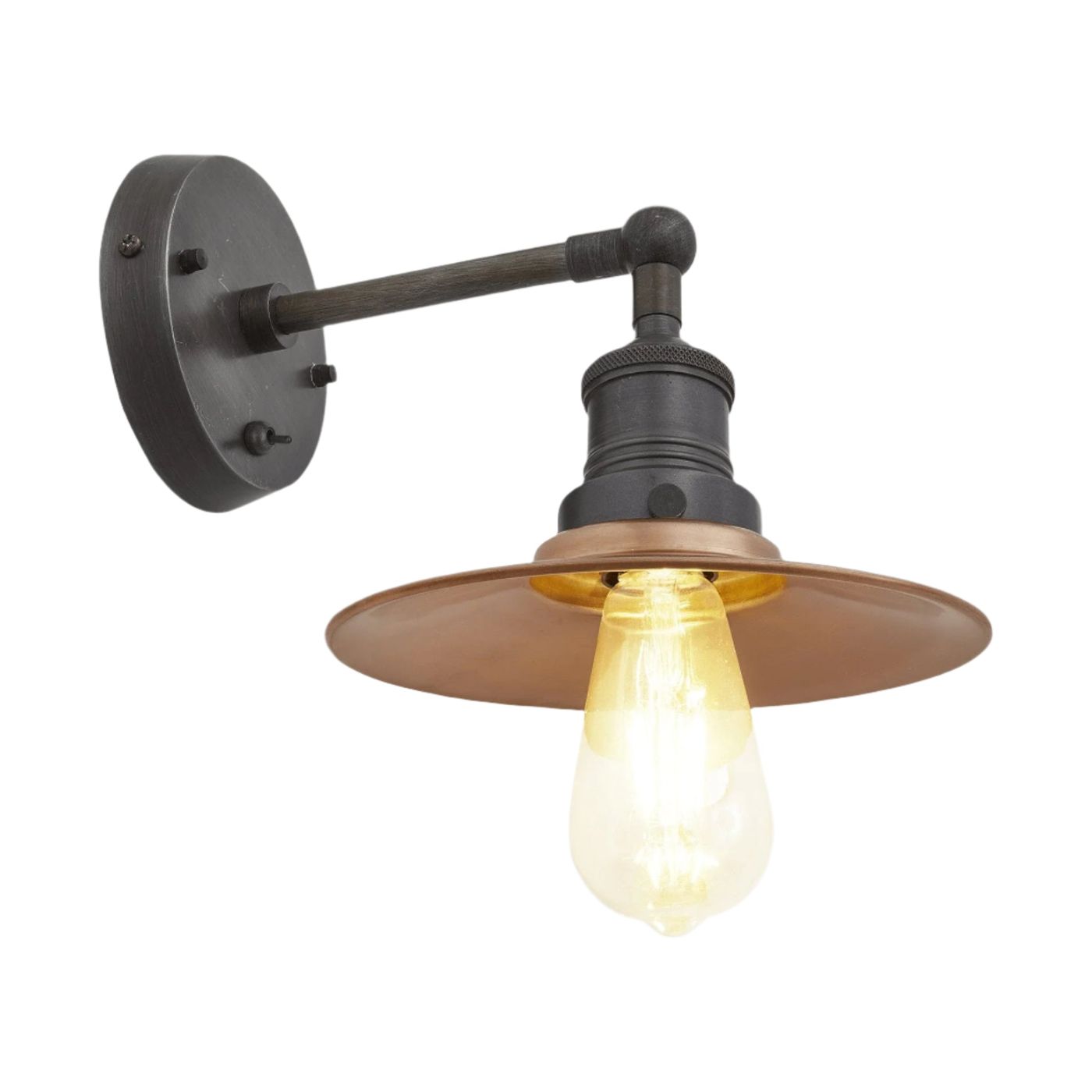 Copper with Pewter Holder Brooklyn Flat Wall Light - 8 Inch - Industville BR-FWL8-C-PH
