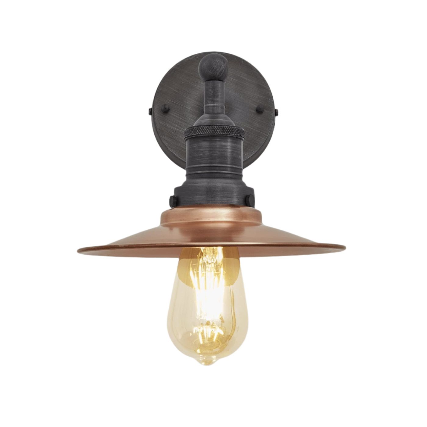 Copper with Pewter Holder Brooklyn Flat Wall Light - 8 Inch - Industville BR-FWL8-C-PH