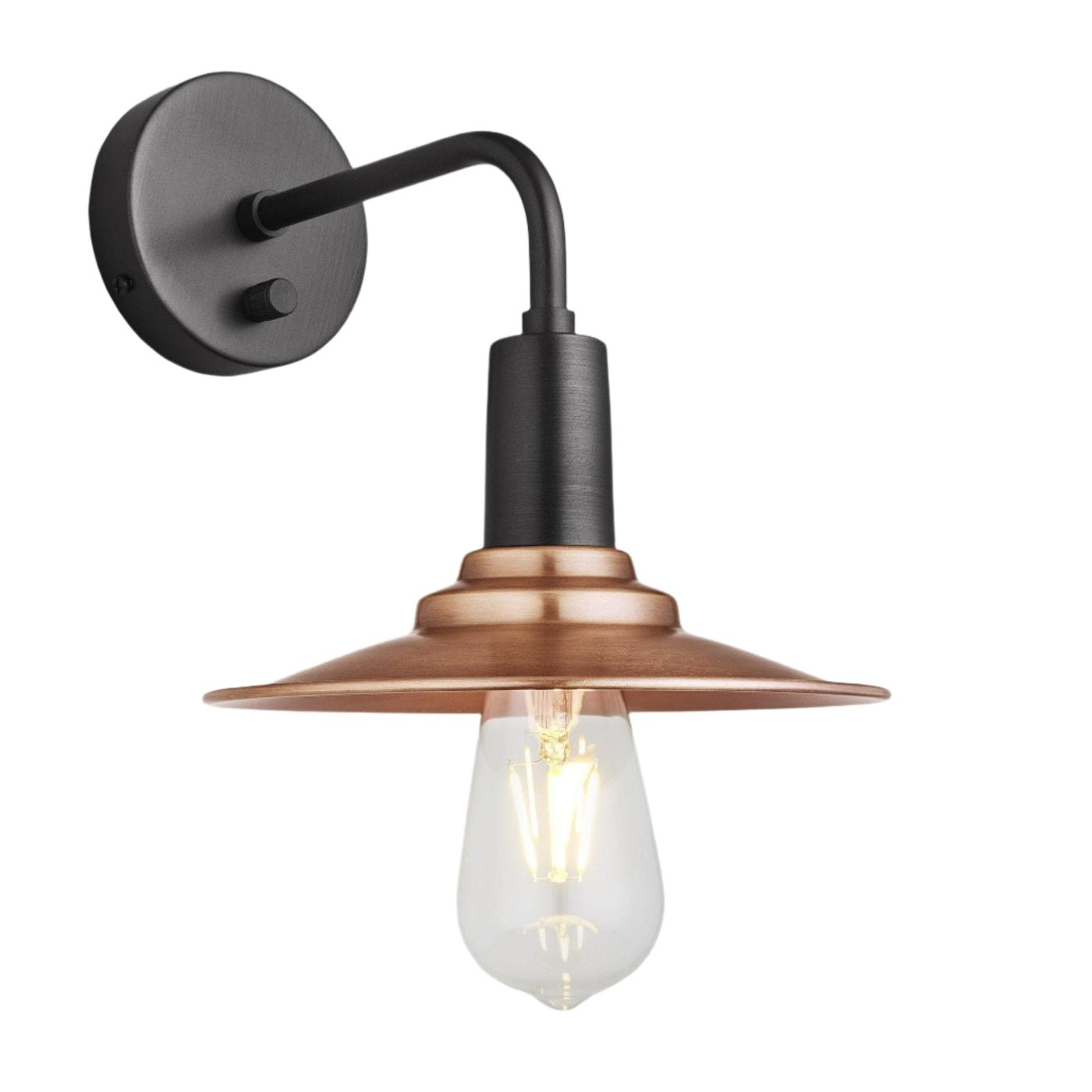 Copper Sleek Flat Wall Light in 8 Inch with Pewter Holder, Product Code is SL-FWL8-C-PH