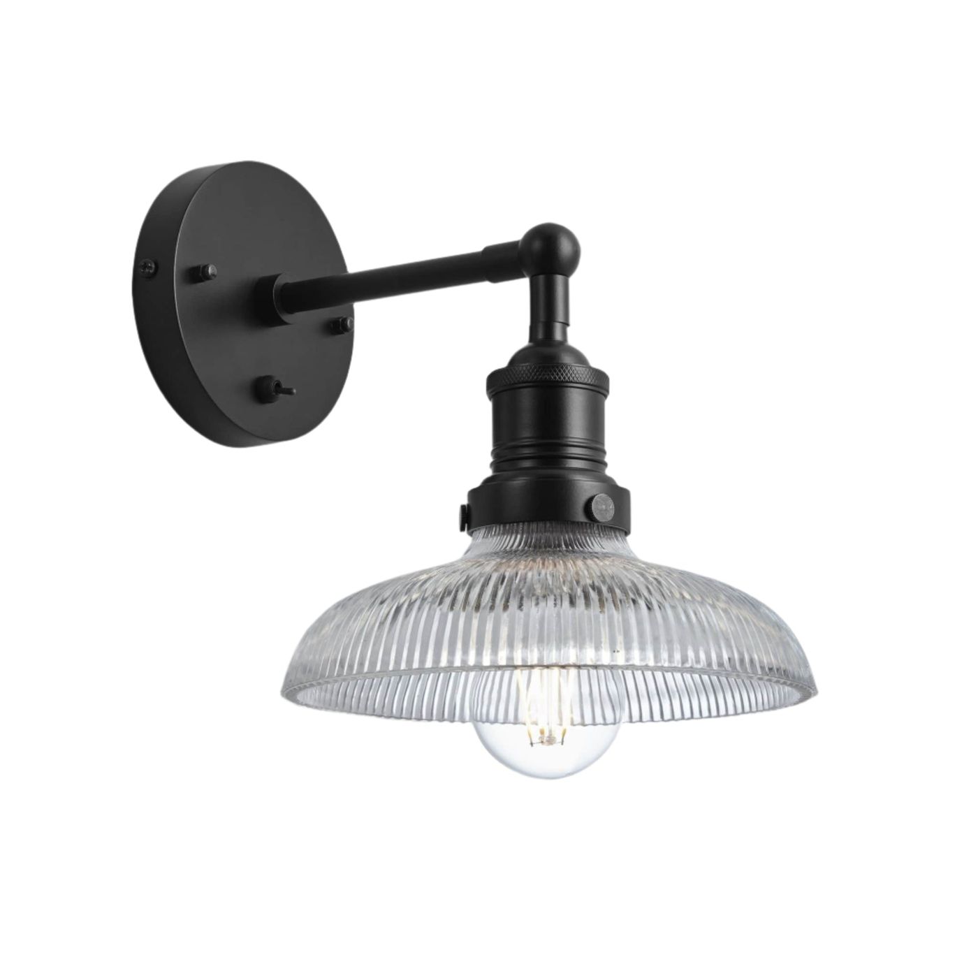 Glass Dome with Black Holder Brooklyn Wall Light - 8 Inch Industville BR-GLDWL8-BKH