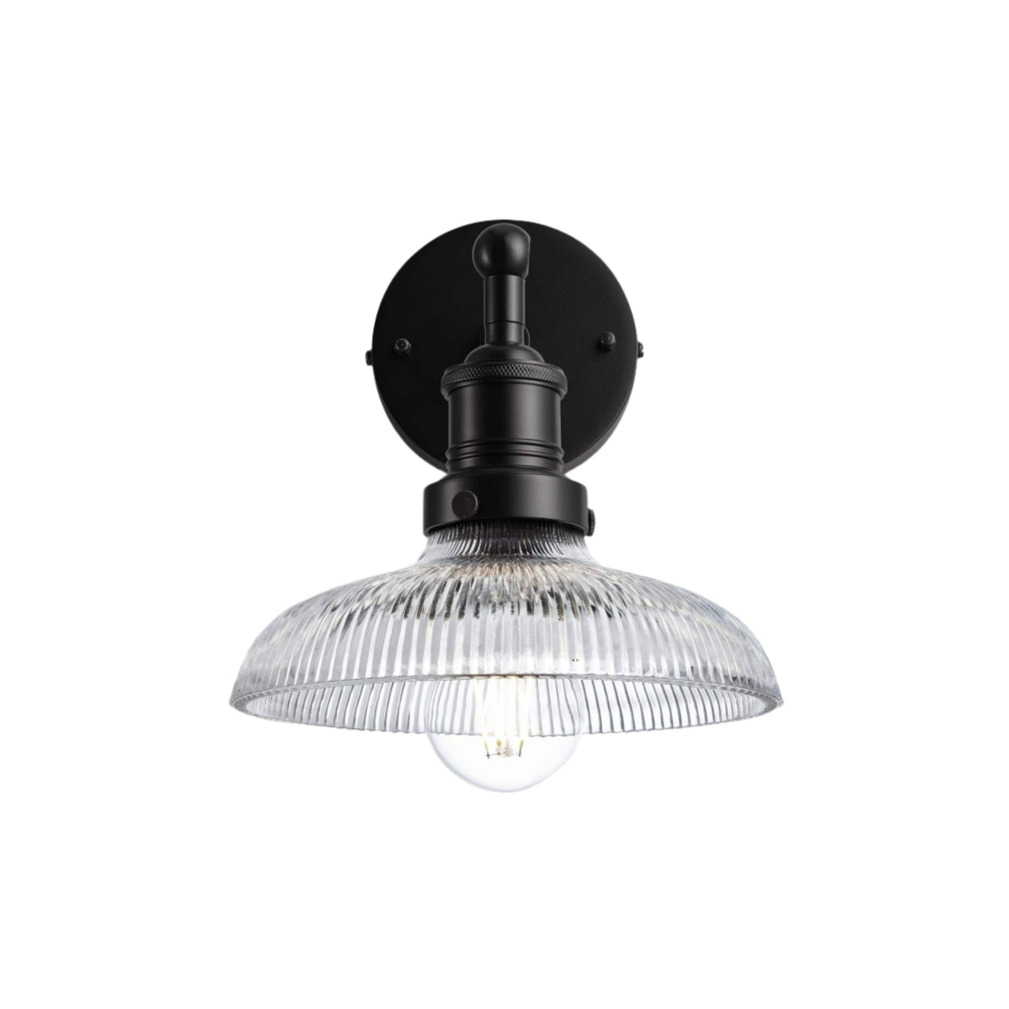 Glass Dome with Black Holder Brooklyn Wall Light - 8 Inch Industville BR-GLDWL8-BKH