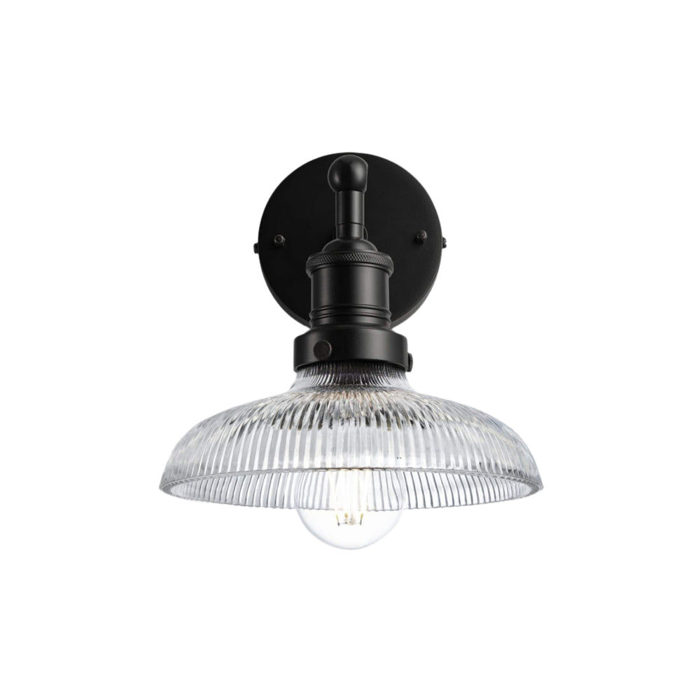 Glass Dome with Black Holder Brooklyn Wall Light - 8 Inch Industville BR-GLDWL8-BKH