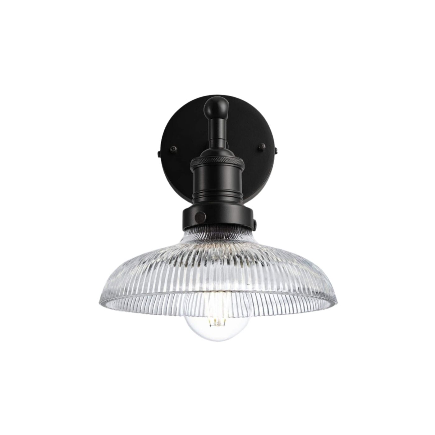 Glass Dome with Black Holder Brooklyn Wall Light - 8 Inch Industville BR-GLDWL8-BKH