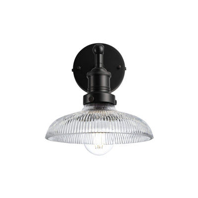 Glass Dome with Black Holder Brooklyn Wall Light - 8 Inch Industville BR-GLDWL8-BKH