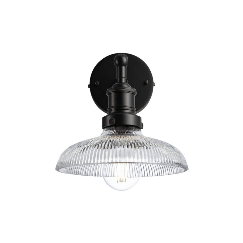 Glass Dome with Black Holder Brooklyn Wall Light - 8 Inch Industville BR-GLDWL8-BKH