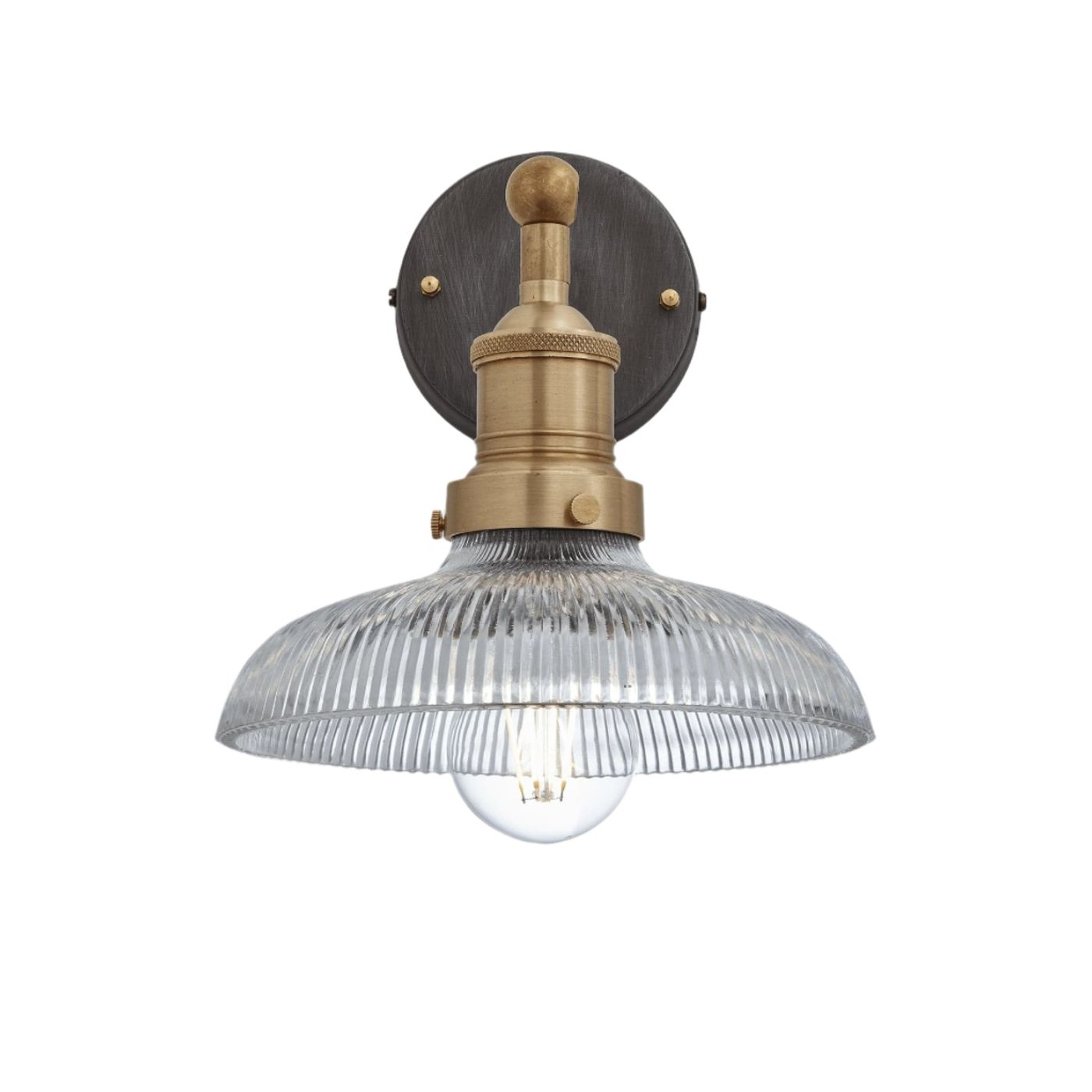 Glass Dome with Brass Holder Brooklyn Wall Light - 8 Inch Industville BR-GLDWL8-BH