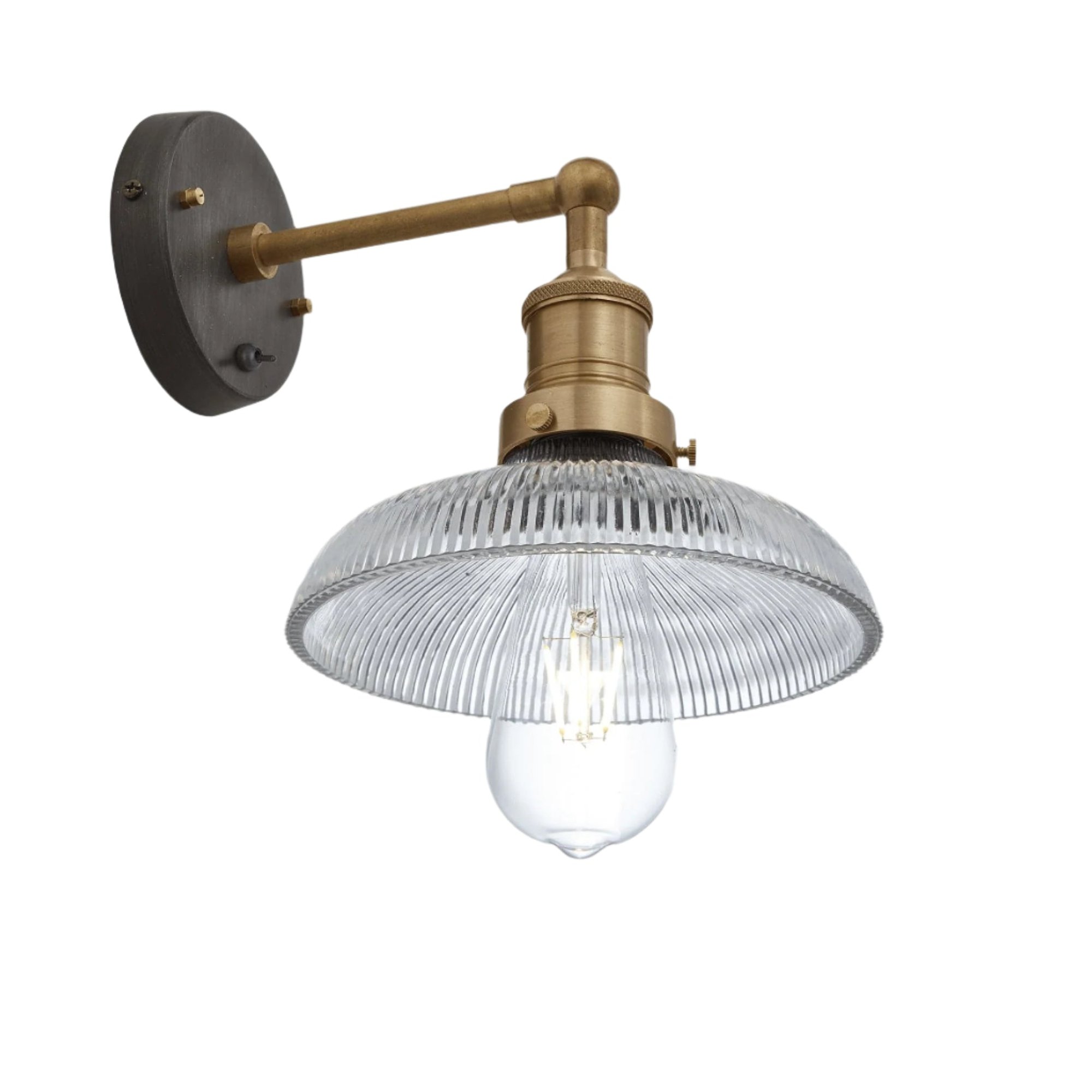 Glass Dome with Brass Holder Brooklyn Wall Light - 8 Inch Industville BR-GLDWL8-BH
