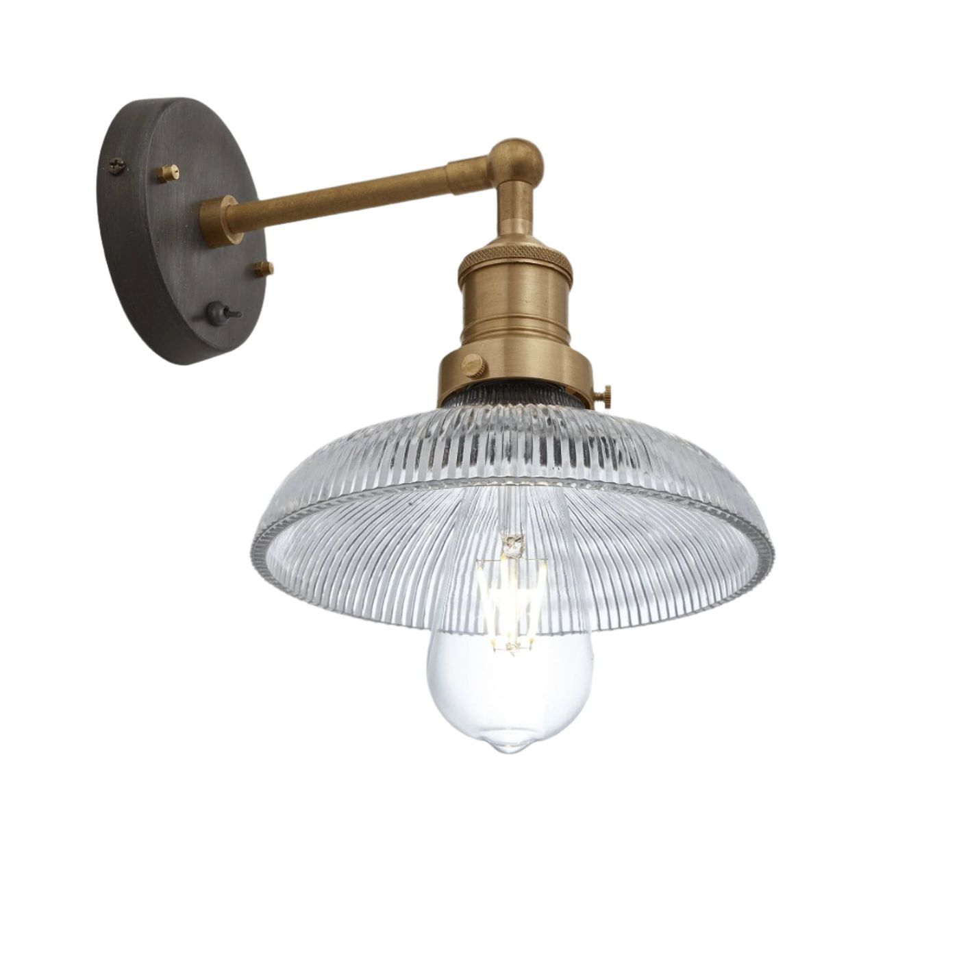 Glass Dome with Brass Holder Brooklyn Wall Light - 8 Inch Industville BR-GLDWL8-BH